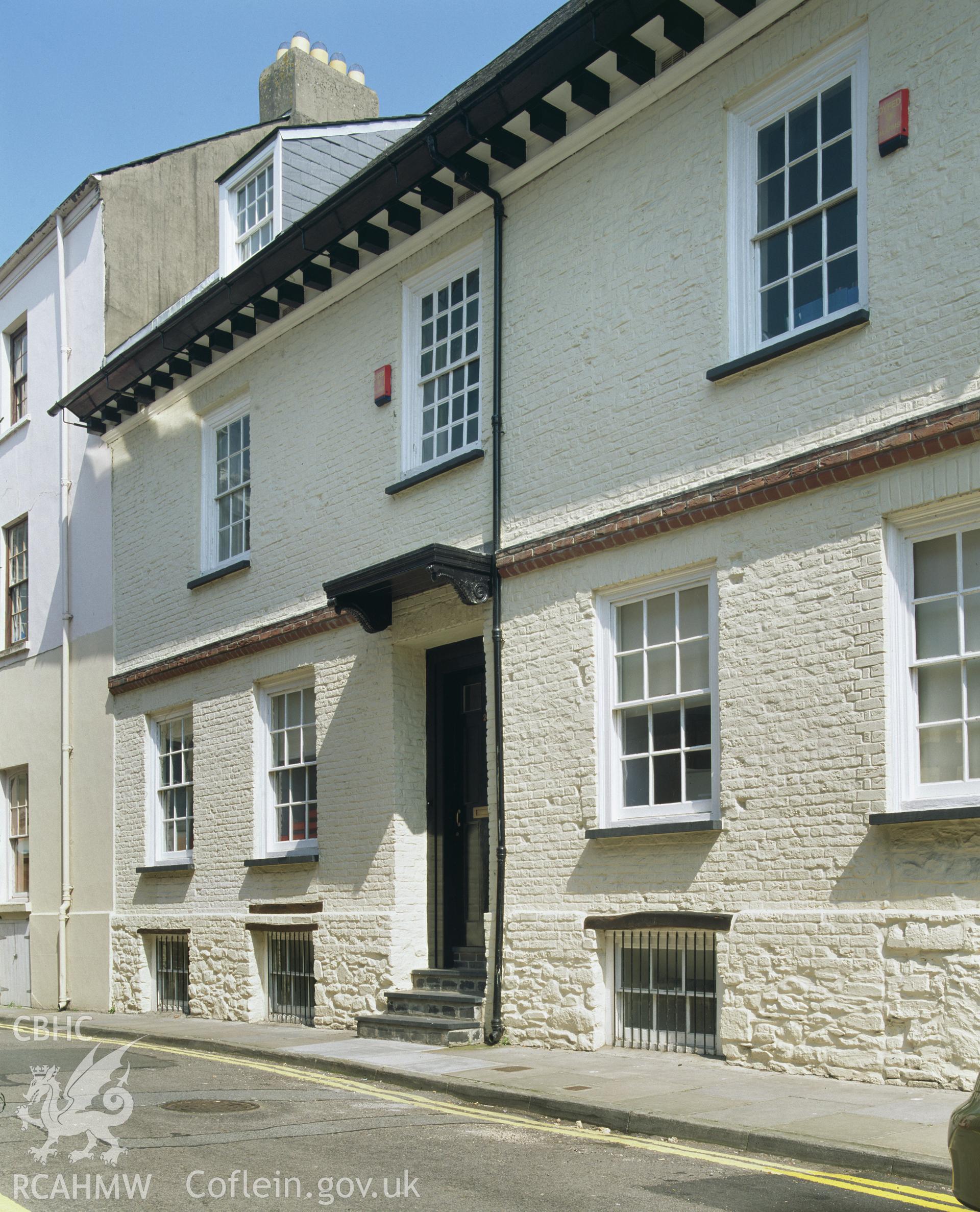 Colour transparency showing 2-3 Quay Street, Carmarthen, produced by Iain Wright, June 2004