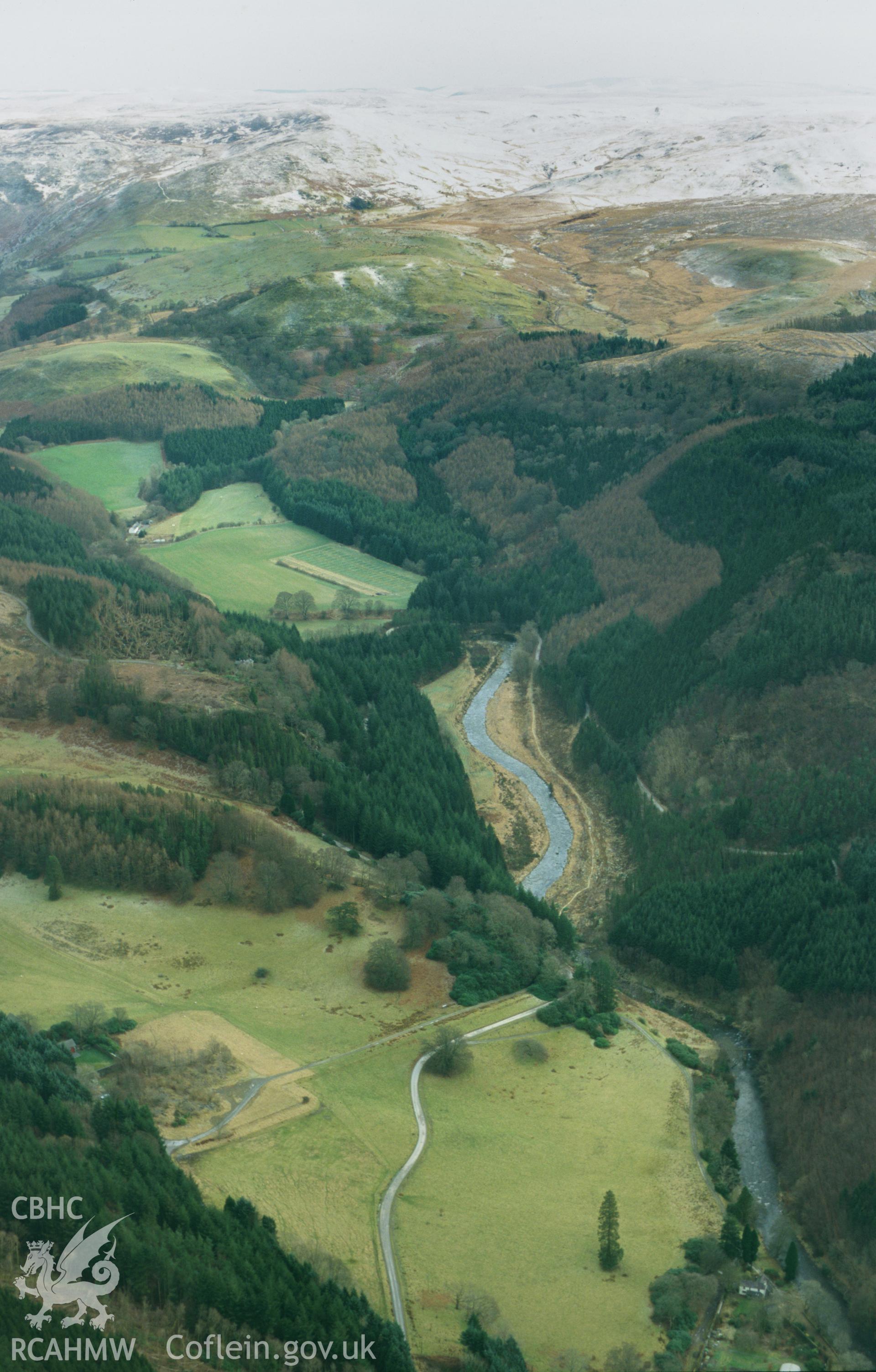 RCAHMW colour oblique aerial photograph of Hafod, general view from west, (cloudy day). Taken by Toby Driver on 31/01/2003