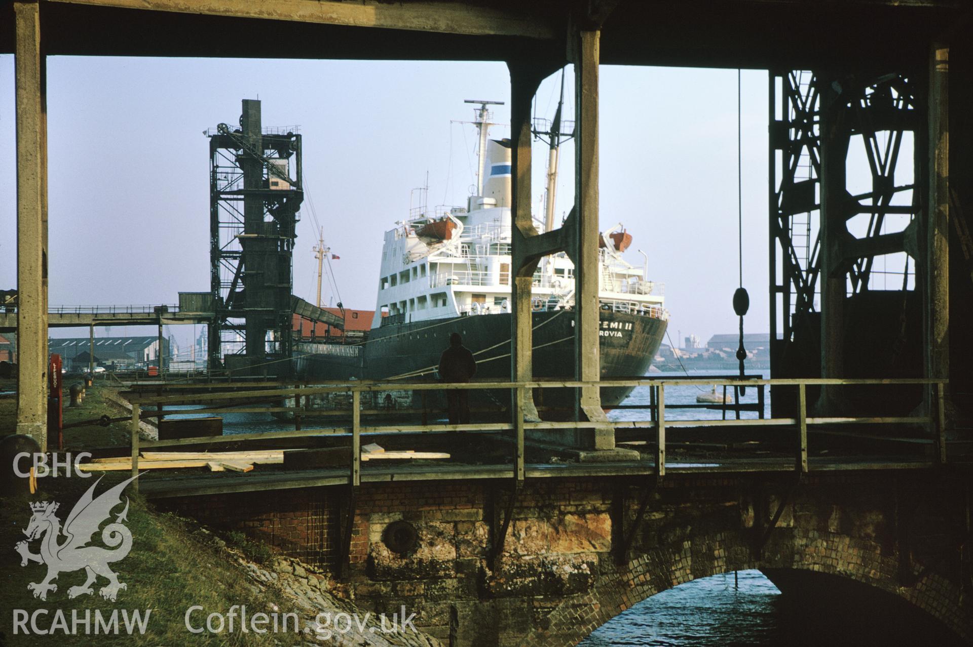 35mm colour slide showing coal shoot at Barry Dock, Glamorgan by Dylan Roberts.