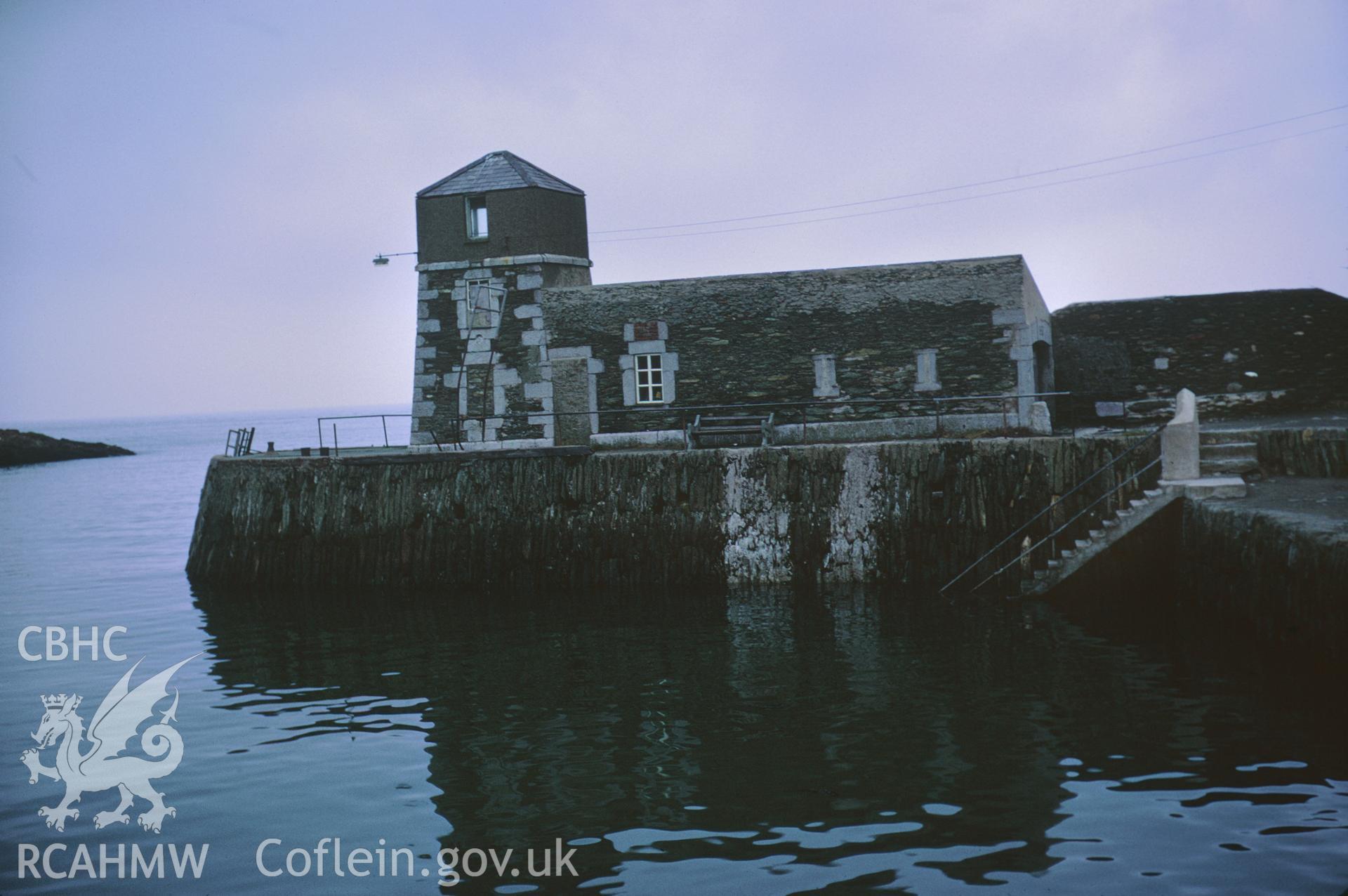 35mm colour slide showing Light House at Amlwch Harbour, Angelsey by Dylan Roberts.