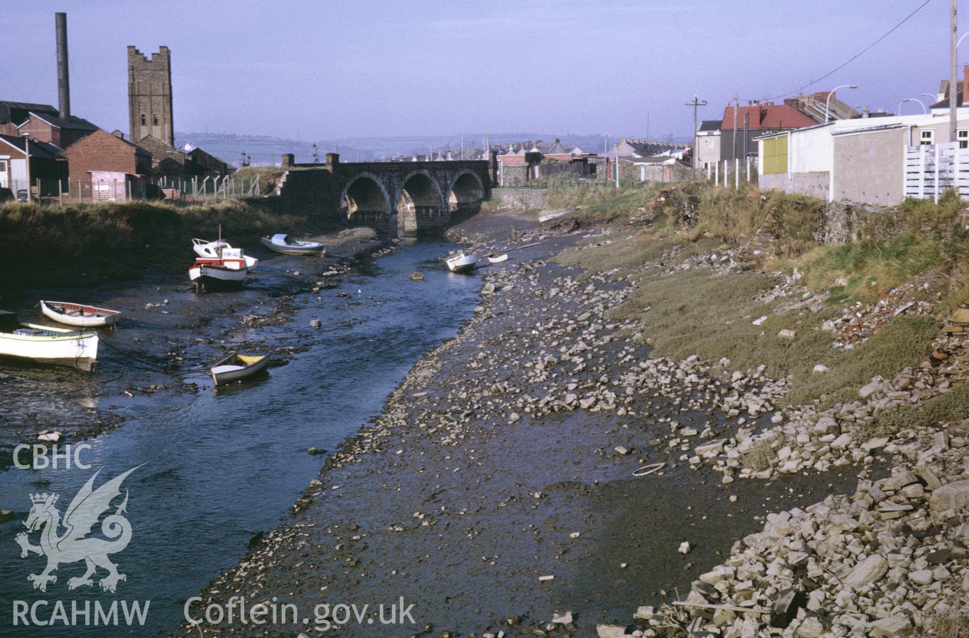 35mm slide showing scouring dock at Llanelli Harbour, Carmarthenshire, by Dylan Roberts.