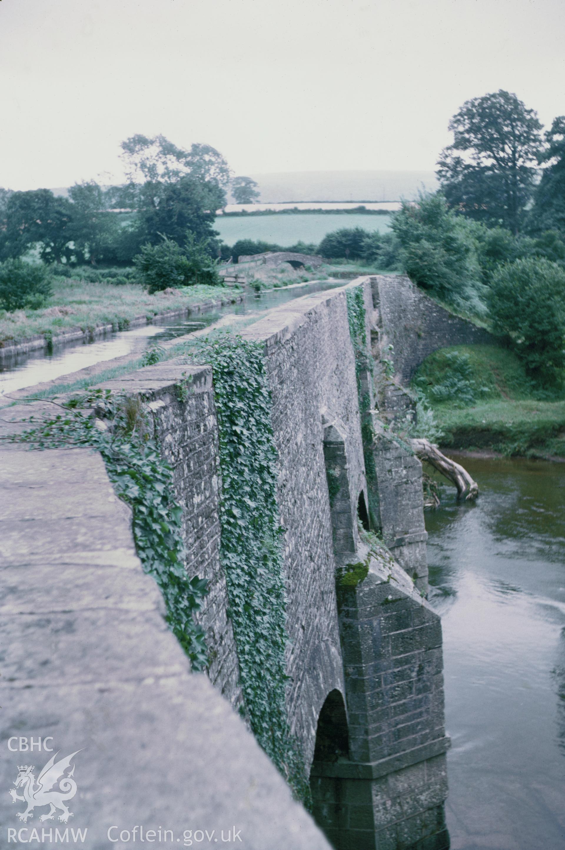Colour 35mm slide of Brynich Aqueduct, Brecon Abergavenny Canal, by Dylan Roberts.
