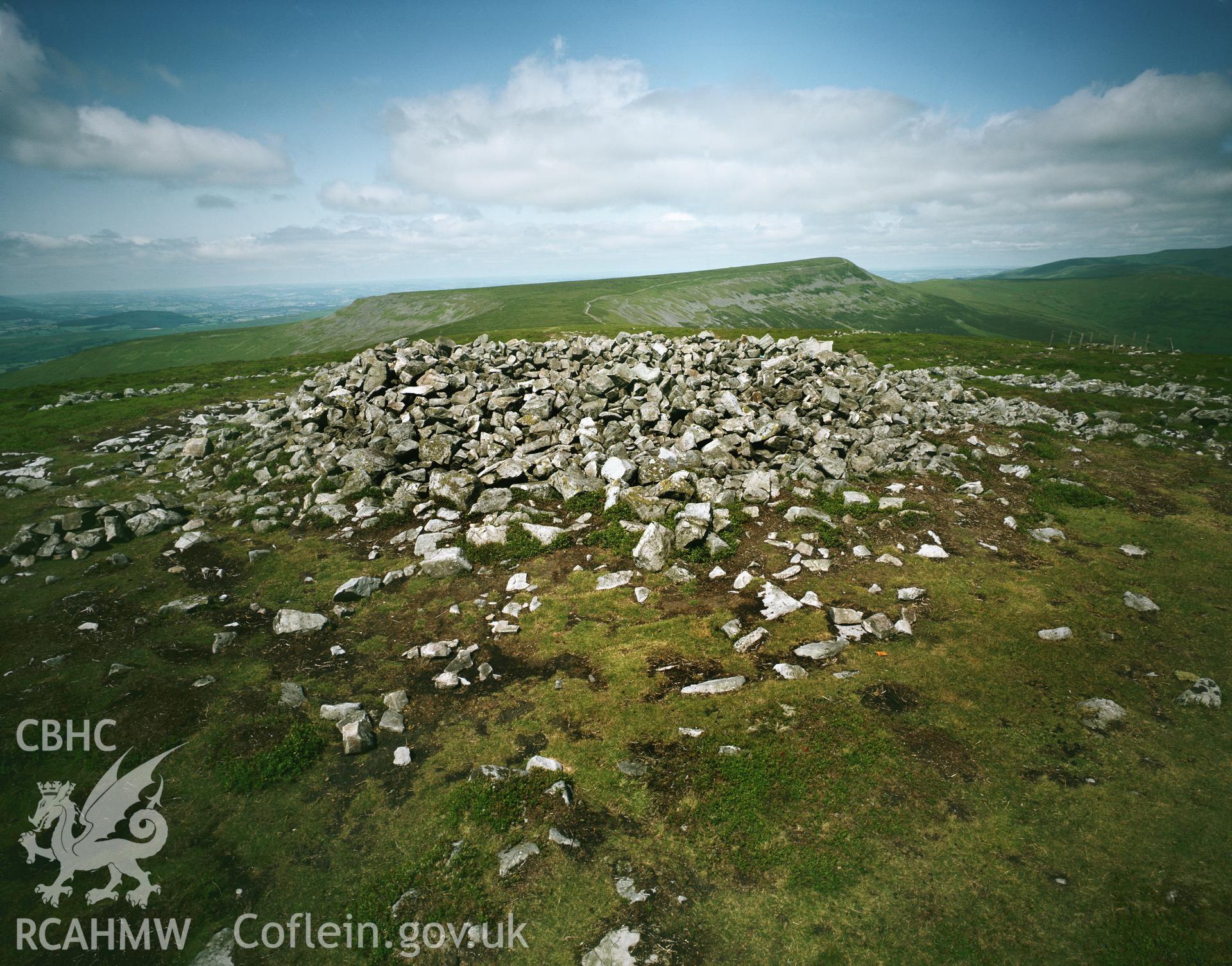 RCAHMW colour transparency showing Pen Cerrig Calch Cairn, taken by RCAHMW 1981