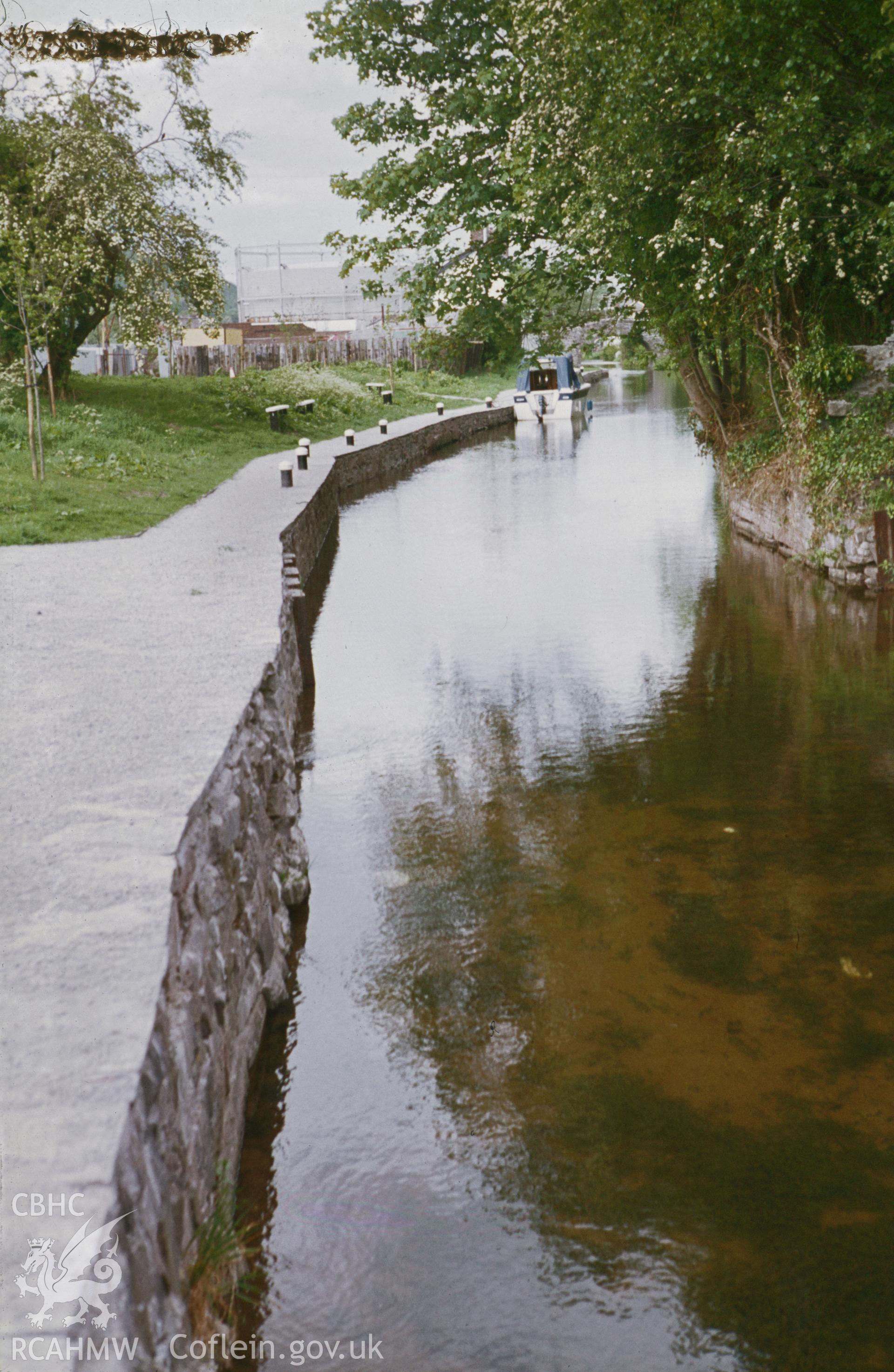 Colour 35mm slide of Brecon Abergavenny Canal, Brecon Terminus, by Dylan Roberts, undated.