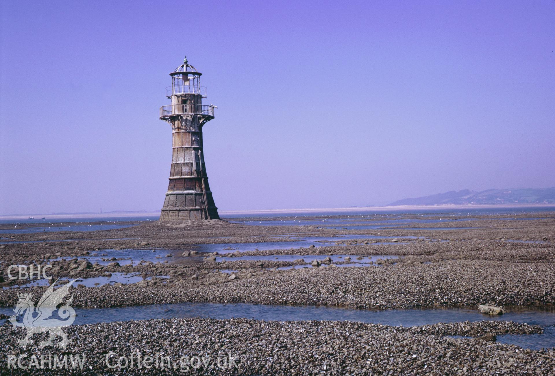 35mm colour slide showing Whitford Point Light, Gower, Glamorgan,  by Dylan Roberts.
