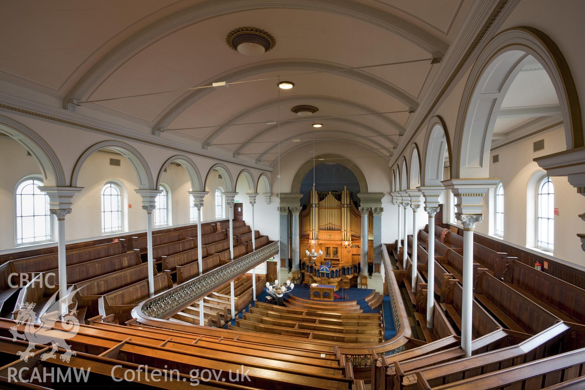 Interior from the east, with interior lighting.