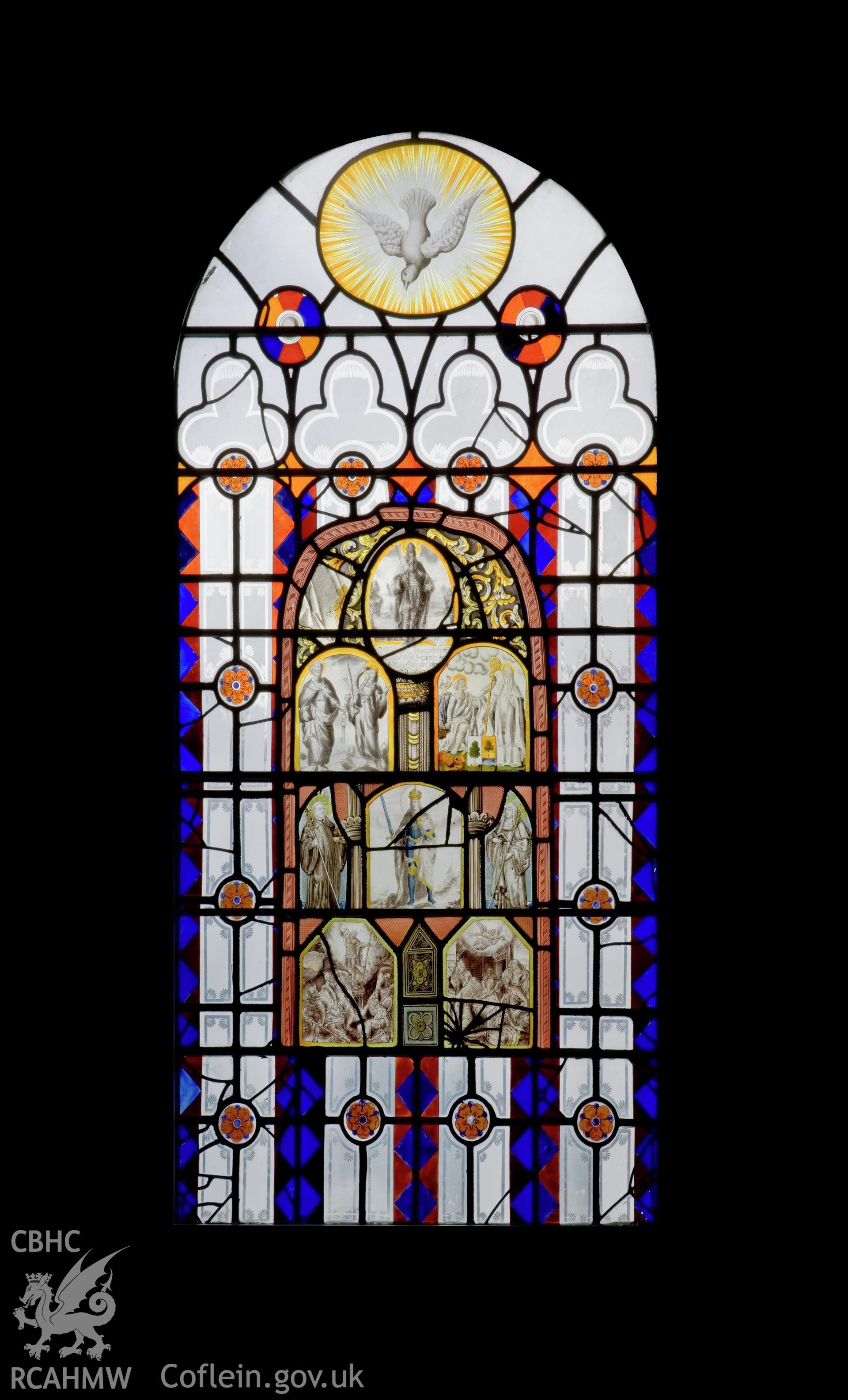 Stained glass in west wall.