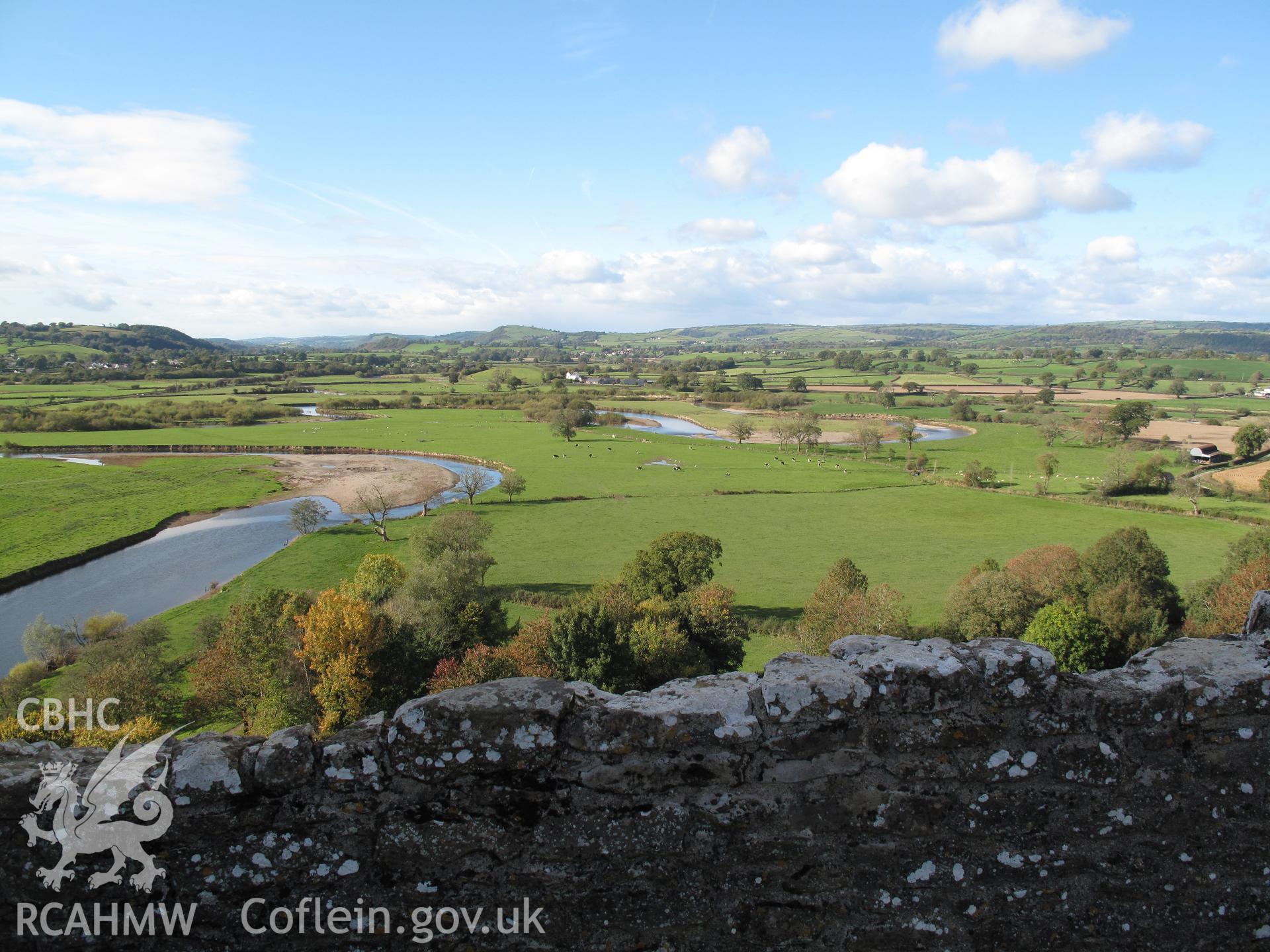 Towy Valley from Dryslwyn Castle, looking west, taken by Brian Malaws on 20 October 2010.