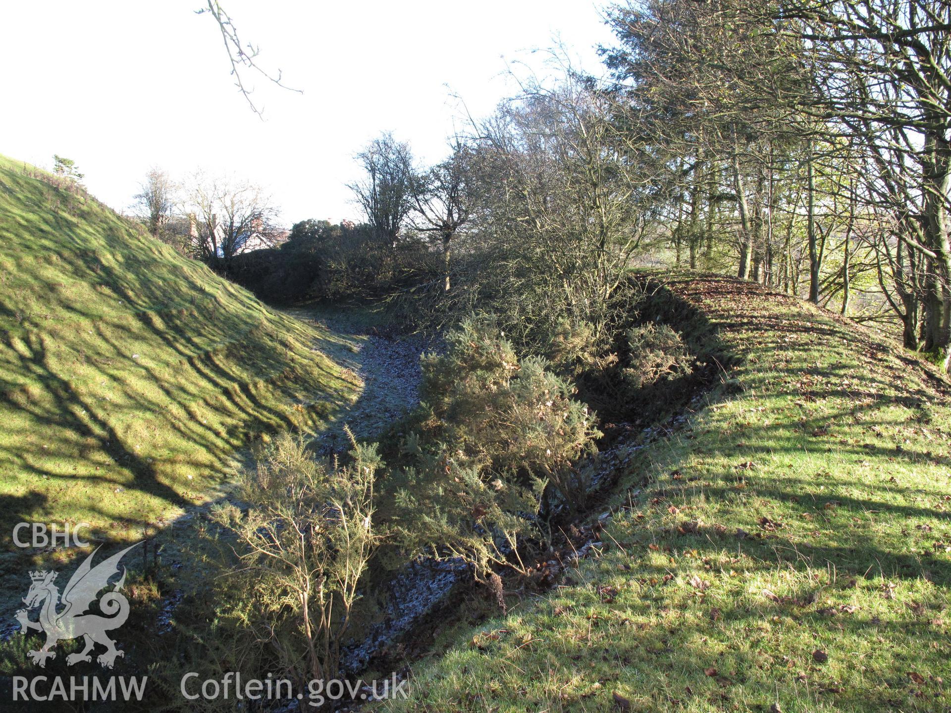 Painscastle south ditch from the west, taken by Brian Malaws on 15 November 2010.
