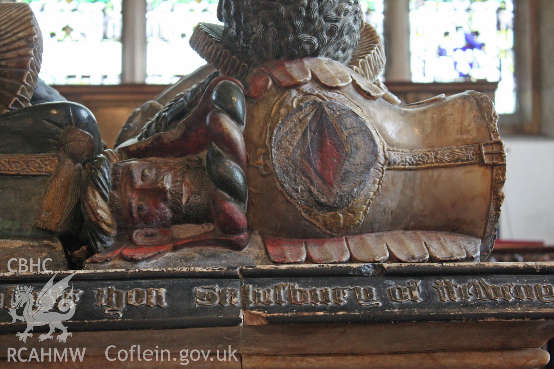 St Marcella's Church detail of tomb of Sir John Salusbury and wife Joan