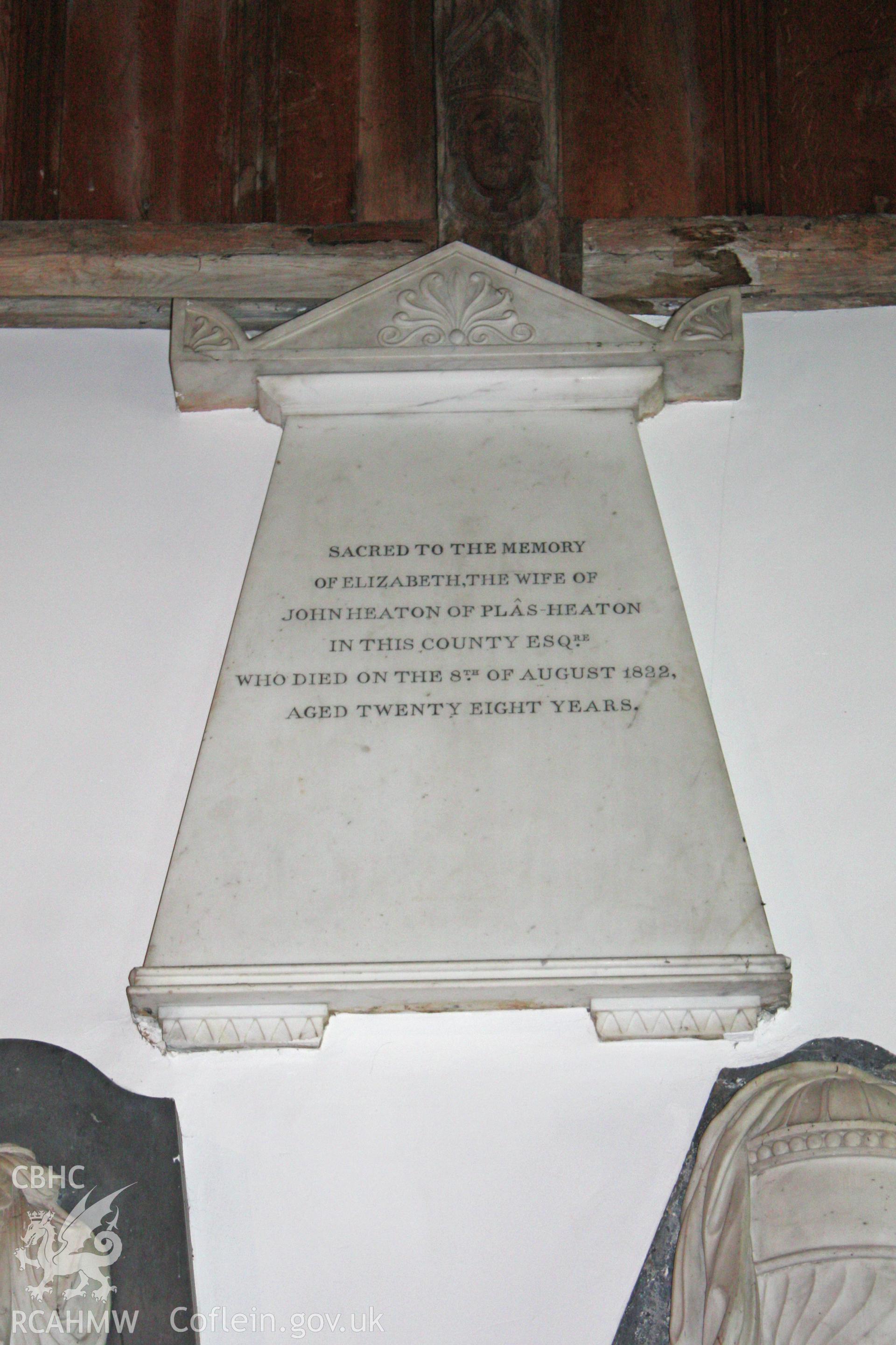 St Marcella's Church detail of interior memorial stone