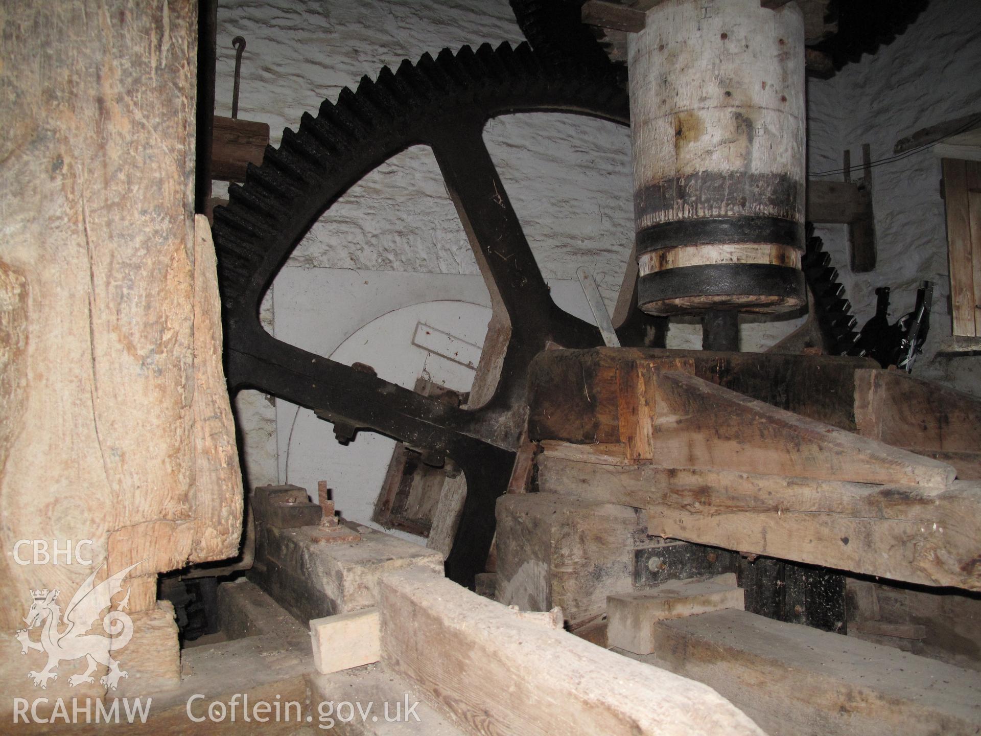 Interior of corn mill at Felin Isaf, Glan Conwy.