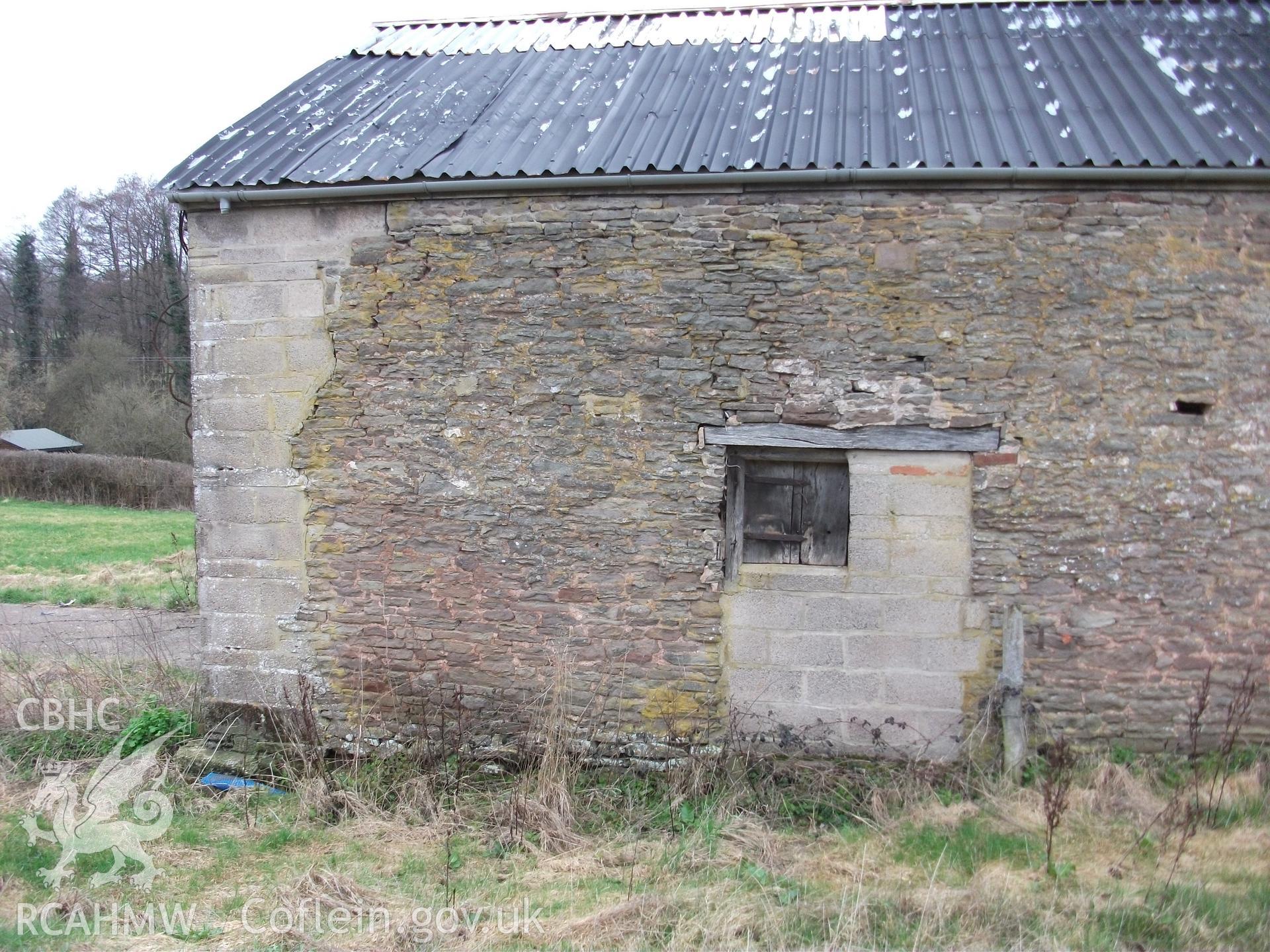 Colour digital photograph of exterior of barn at Llangwm Isaf Farm, received in the course of Emergency Recording case ref no RCS2/1/1599.