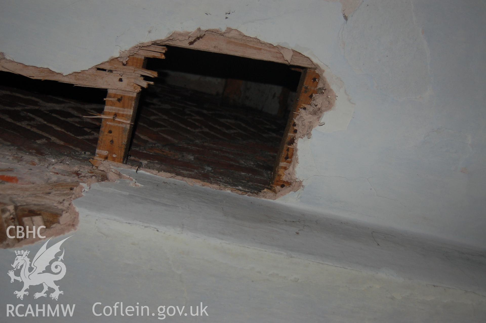 Digital colour photograph showing Iscoyd Park (interior, exposed ceiling),  received in the course of Emergency Recording case ref no RCS2/1/2257.