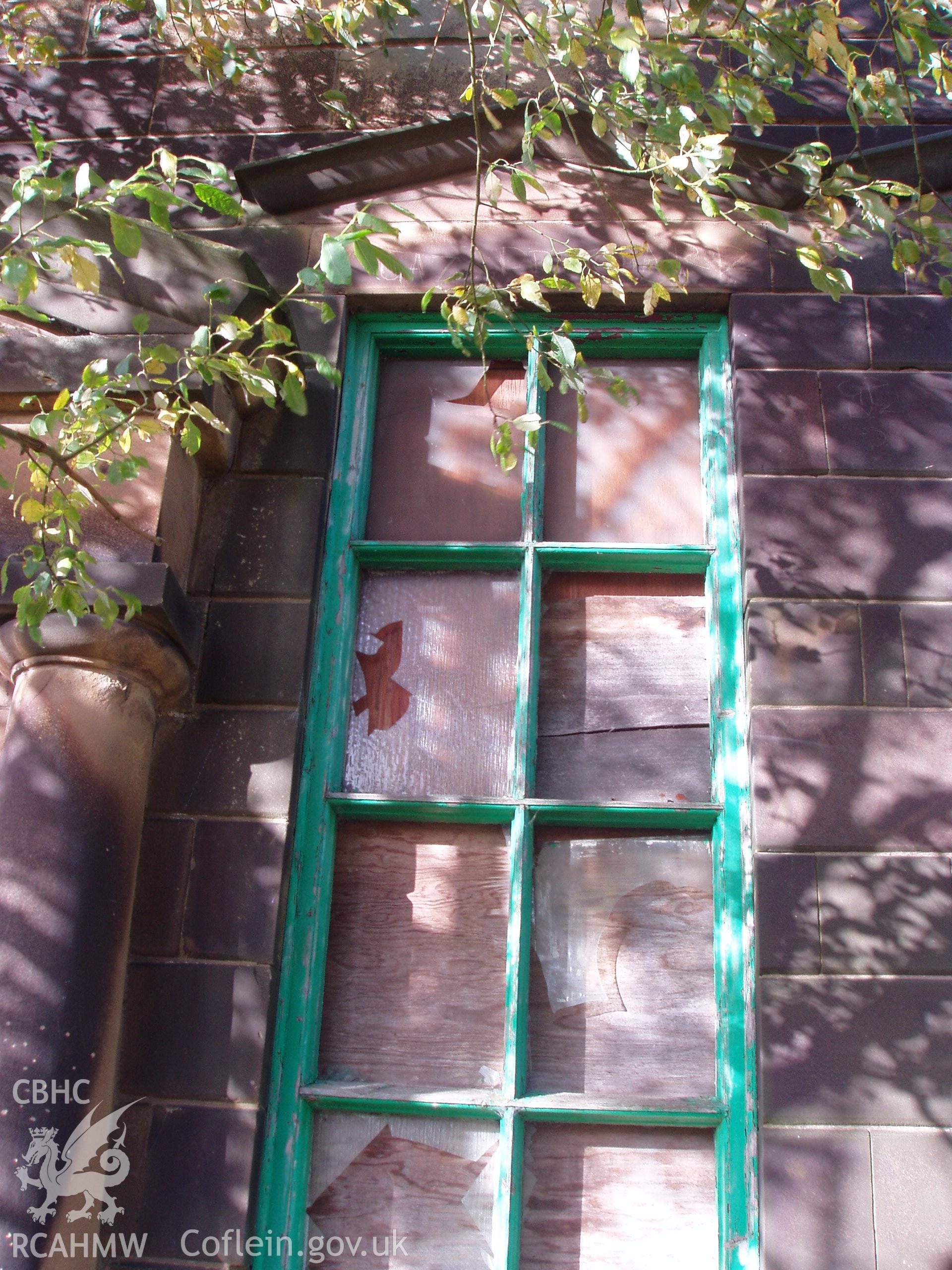 Bryn Seion Chapel, digital colour photograph showing exterior, window.