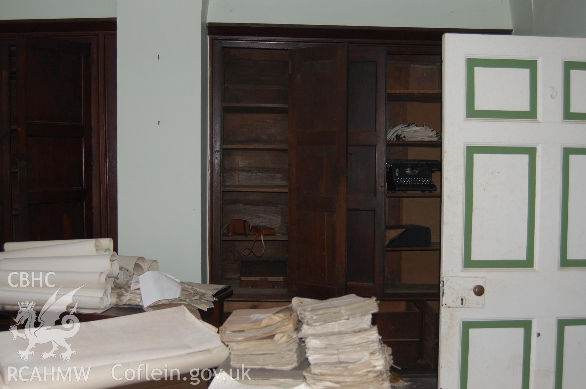 Digital colour photograph showing Iscoyd Park (interior, wooden cupboards),  received in the course of Emergency Recording case ref no RCS2/1/2257.