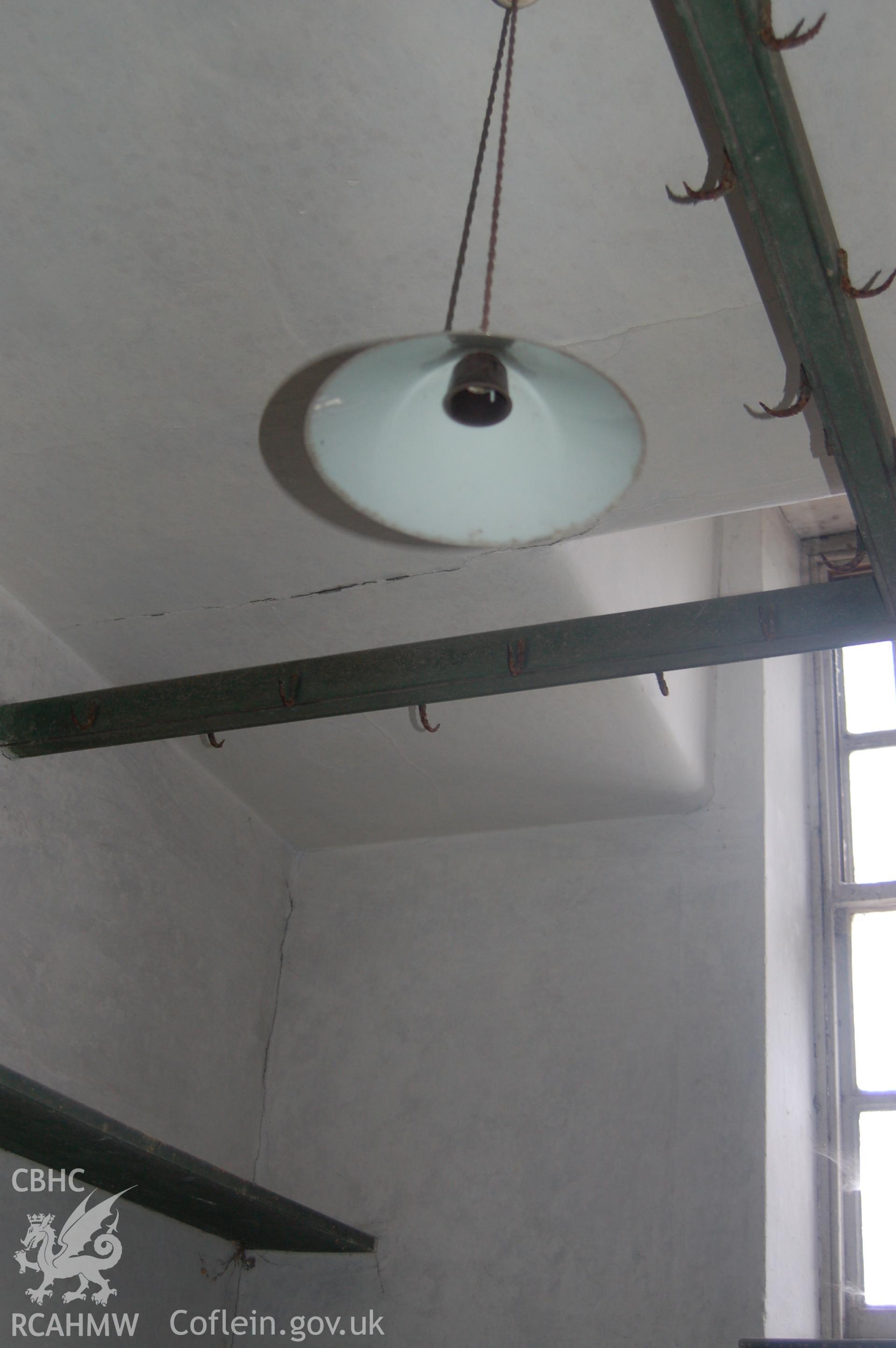 Digital colour photograph showing Iscoyd Park (interior - hooks, ceiling light),  received in the course of Emergency Recording case ref no RCS2/1/2257.