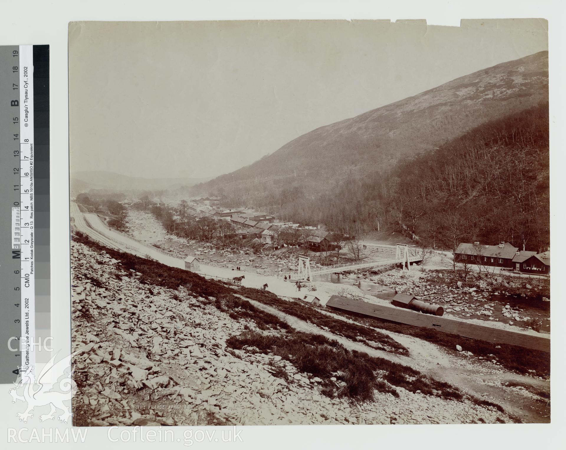 Black and white photograph of Elan Village showing general view. Copy negative held.