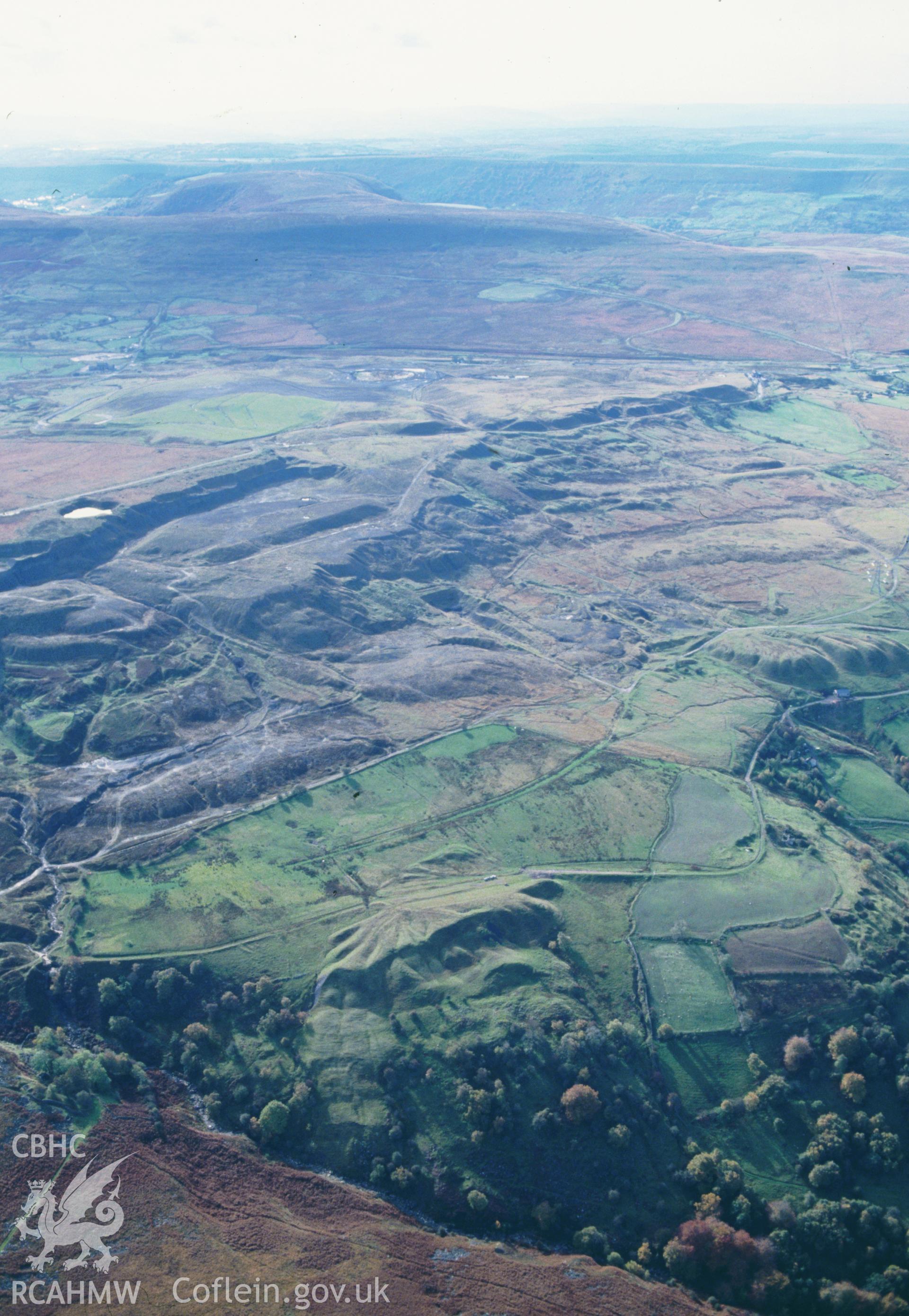Slide of RCAHMW colour oblique aerial photograph of Pwll Du Landscape, Blaenavon, taken by C.R. Musson, 19/10/1992.