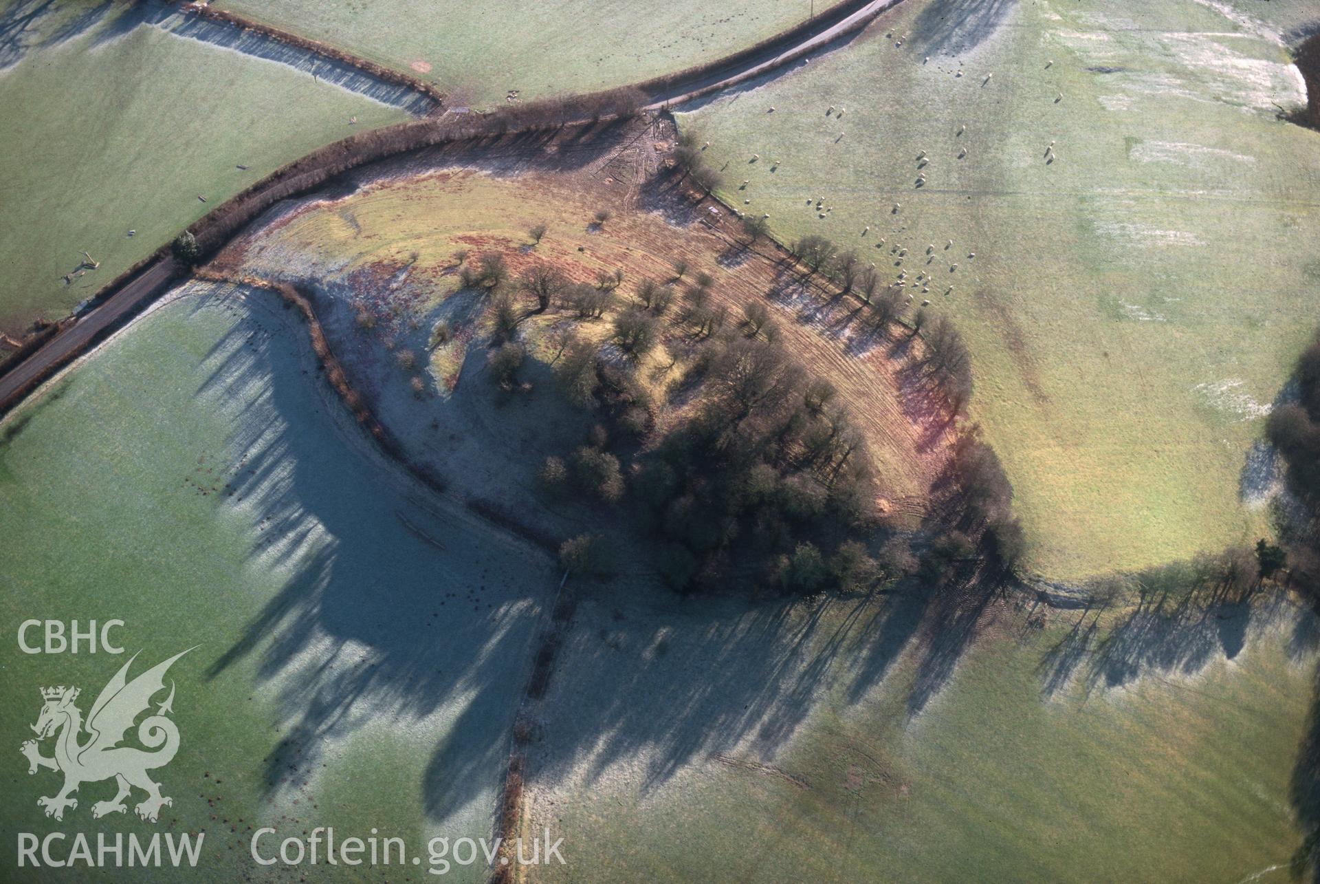 Slide of RCAHMW colour oblique aerial photograph of Penarth Mount;cenarth Mount, taken by C.R. Musson, 9/1/1999.
