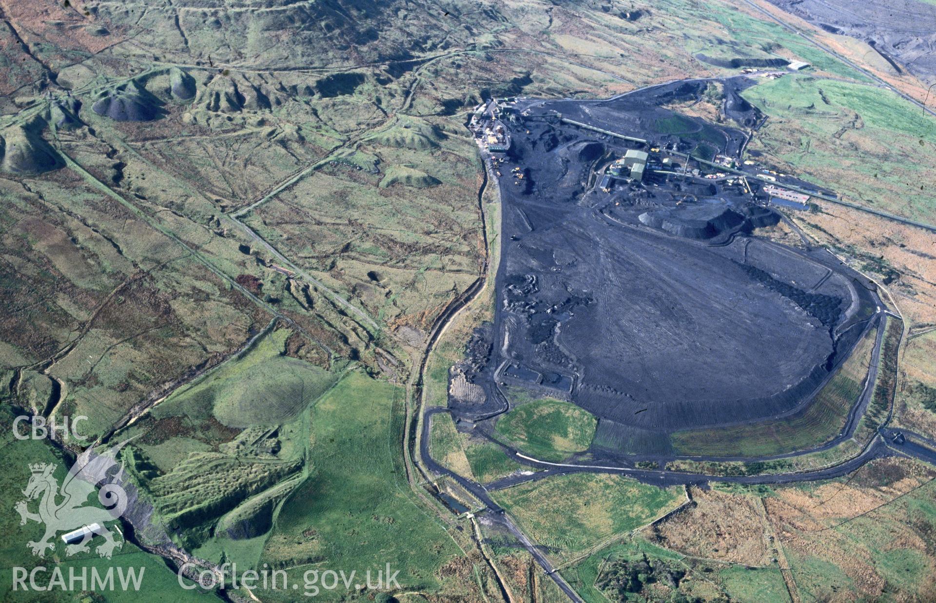 Slide of RCAHMW colour oblique aerial photograph of Tower Drift Mine, Hirwaun, taken by C.R. Musson, 17/10/1992.