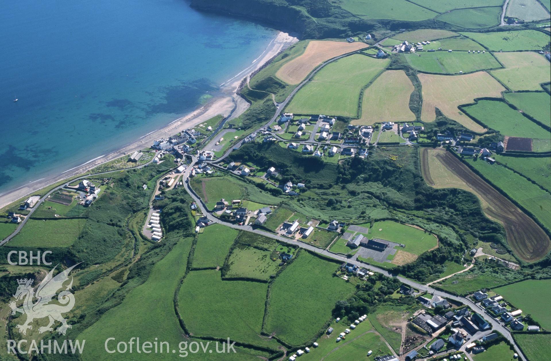 Slide of RCAHMW colour oblique aerial photograph of Aberdaron, taken by T.G. Driver, 26/6/2000.