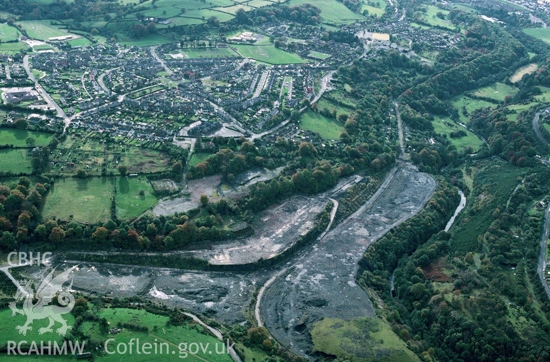 Slide of RCAHMW colour oblique aerial photograph of Oakdale Colliery, taken by C.R. Musson, 21/10/1992.