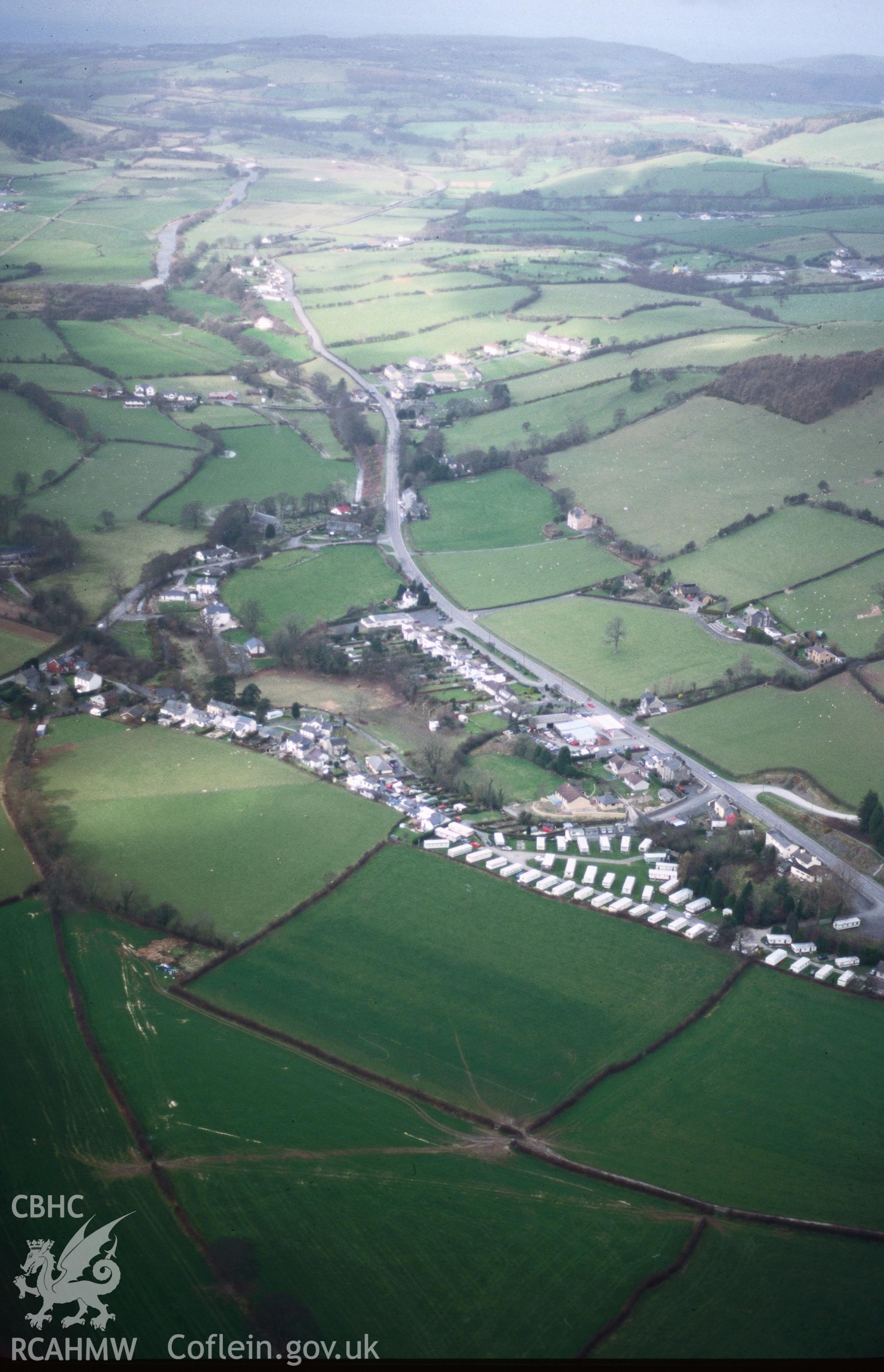 Slide of RCAHMW colour oblique aerial photograph of Capel Bangor, taken by T.G. Driver, 19/3/1999.