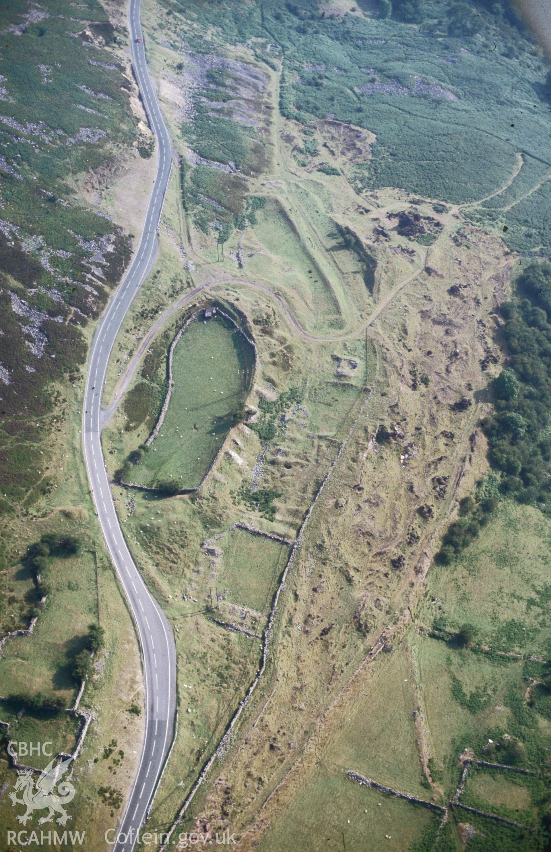 Slide of RCAHMW colour oblique aerial photograph of Garnddyrys Forge, Blorenge, Blaenavon, taken by C.R. Musson, 3/8/1988.