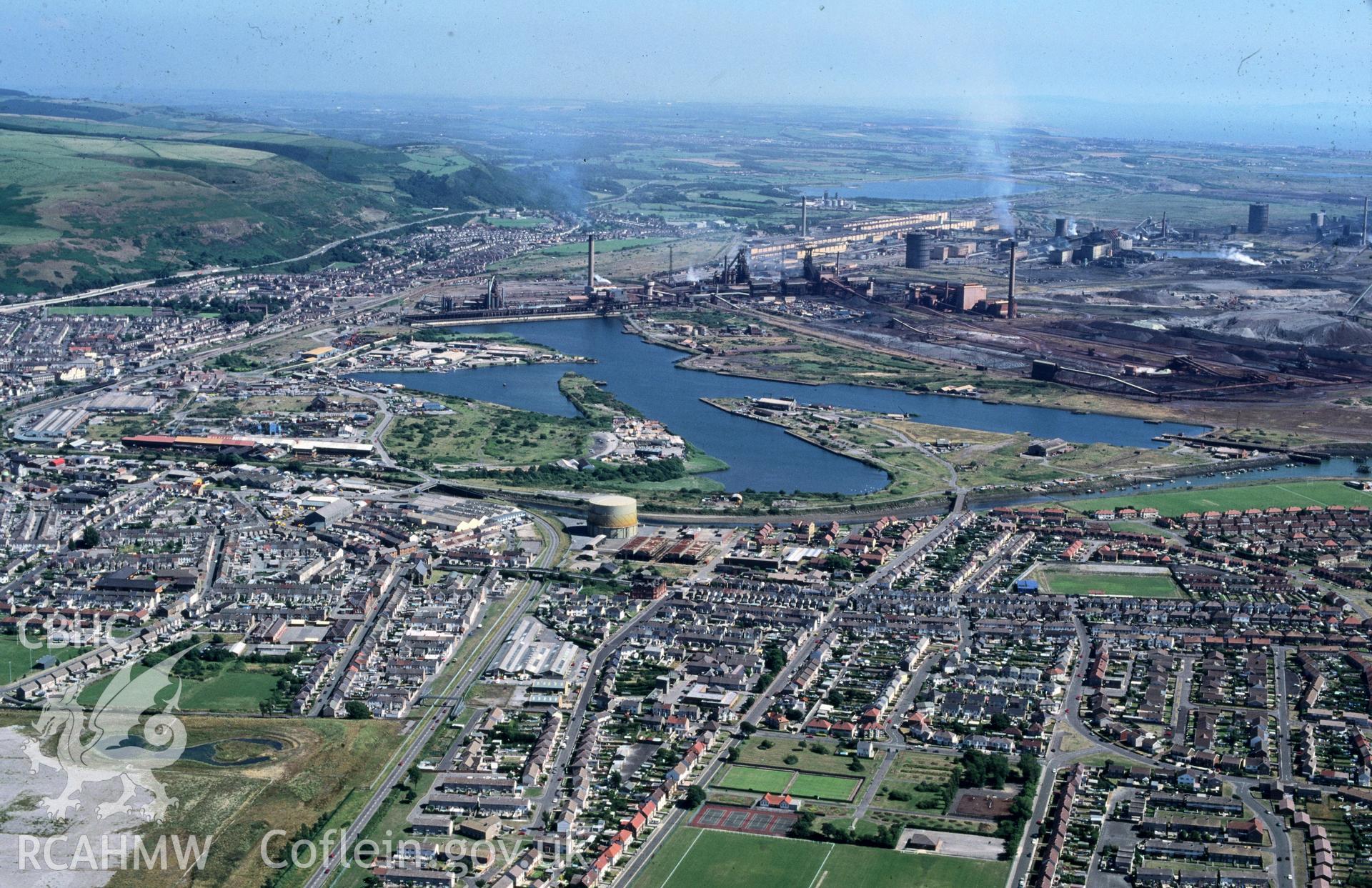 RCAHMW colour oblique aerial photograph of Port Talbot Docks taken on 20/07/1995 by C.R. Musson