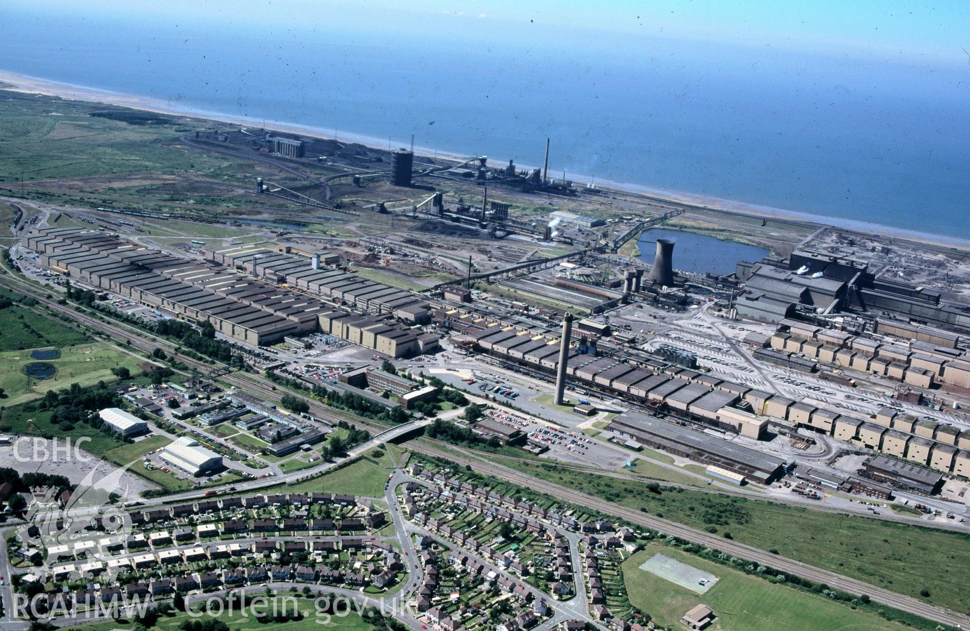 Slide of RCAHMW colour oblique aerial photograph of Port Talbot Steelworks, taken by C.R. Musson, 17/7/1996.