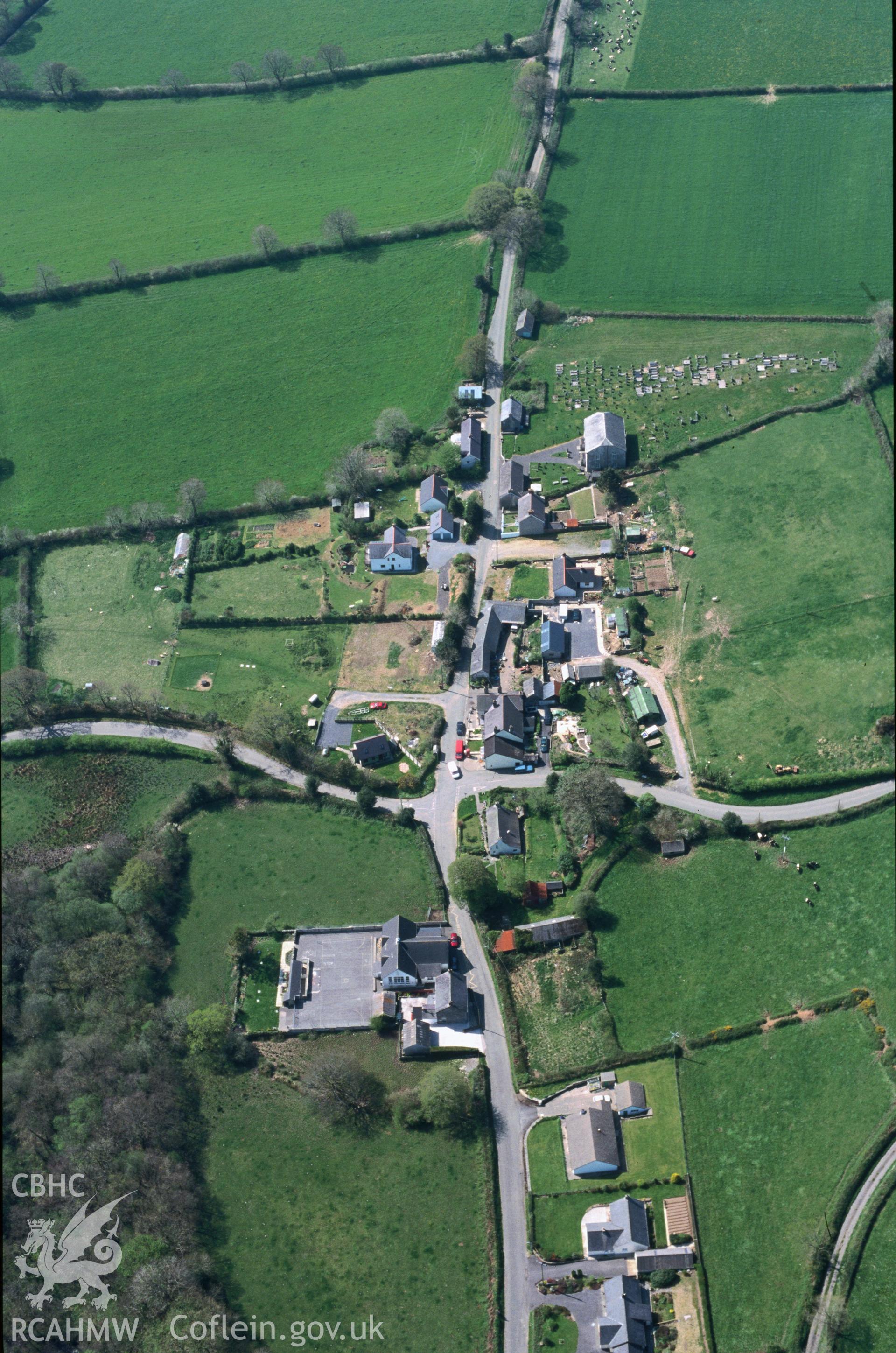 Slide of RCAHMW colour oblique aerial photograph of Glandwr, taken by T.G. Driver, 2/5/2000.