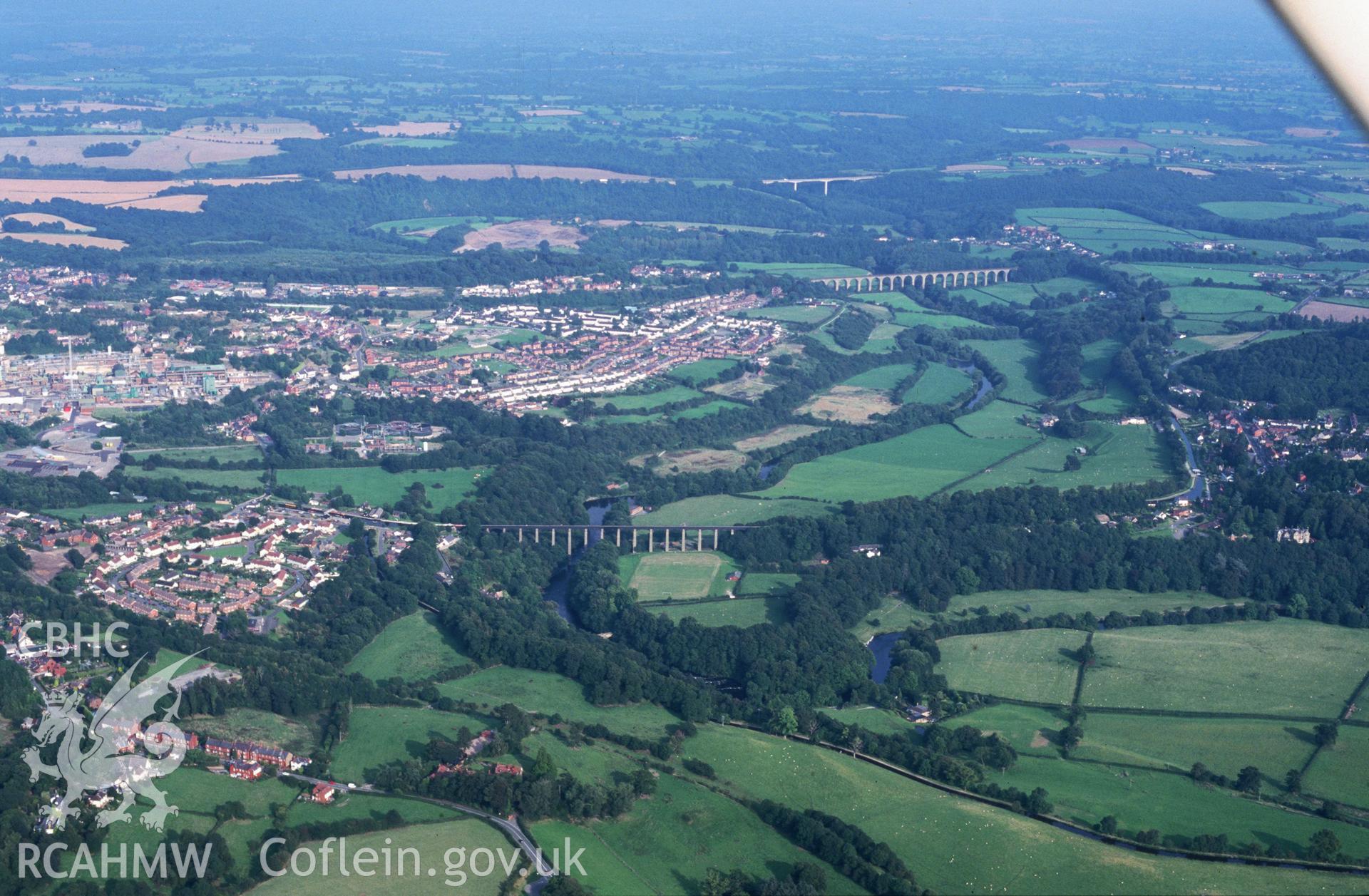 Slide of RCAHMW colour oblique aerial photograph of Llangollen, taken by T.G. Driver, 30/8/2000.