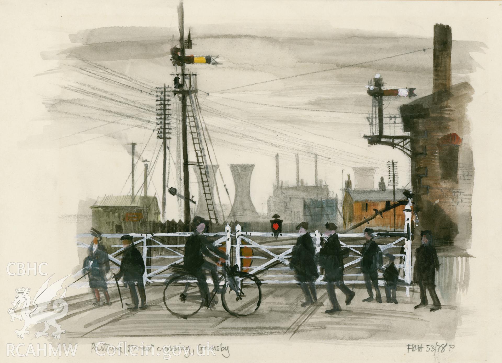 Pasture Street Crossing - Railway Profile: (pencil and watercolour) drawing.