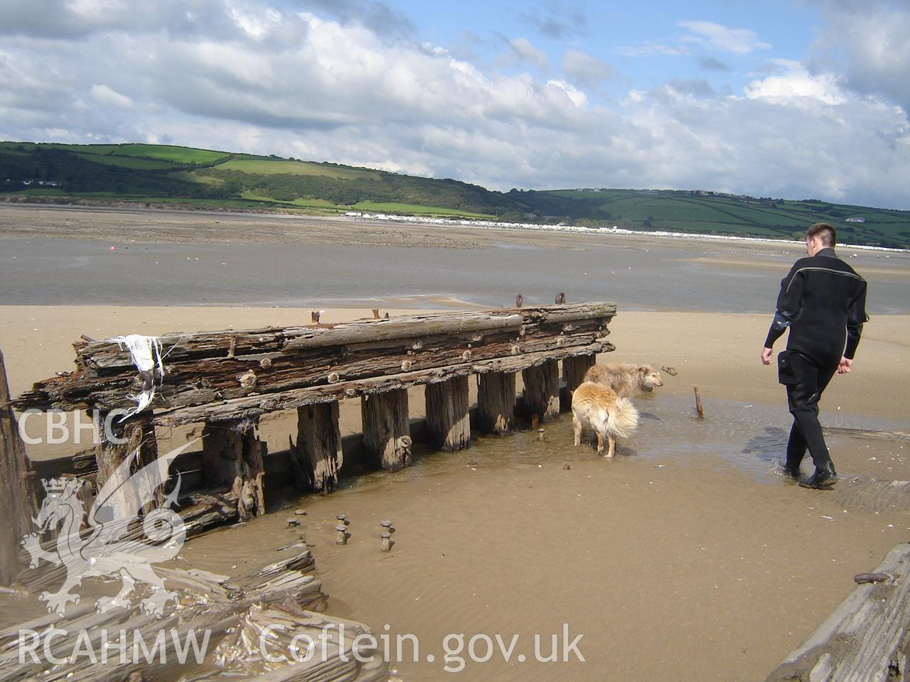 Digital photograph showing the wreck of the Paul at Cefn Sidan, produced by Ian Cundy, August 2012.