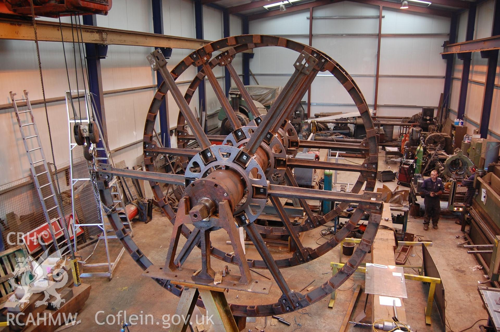 Digital image relating to Melingriffith Water Pump: Wheel being assembled following conservation and repair work.