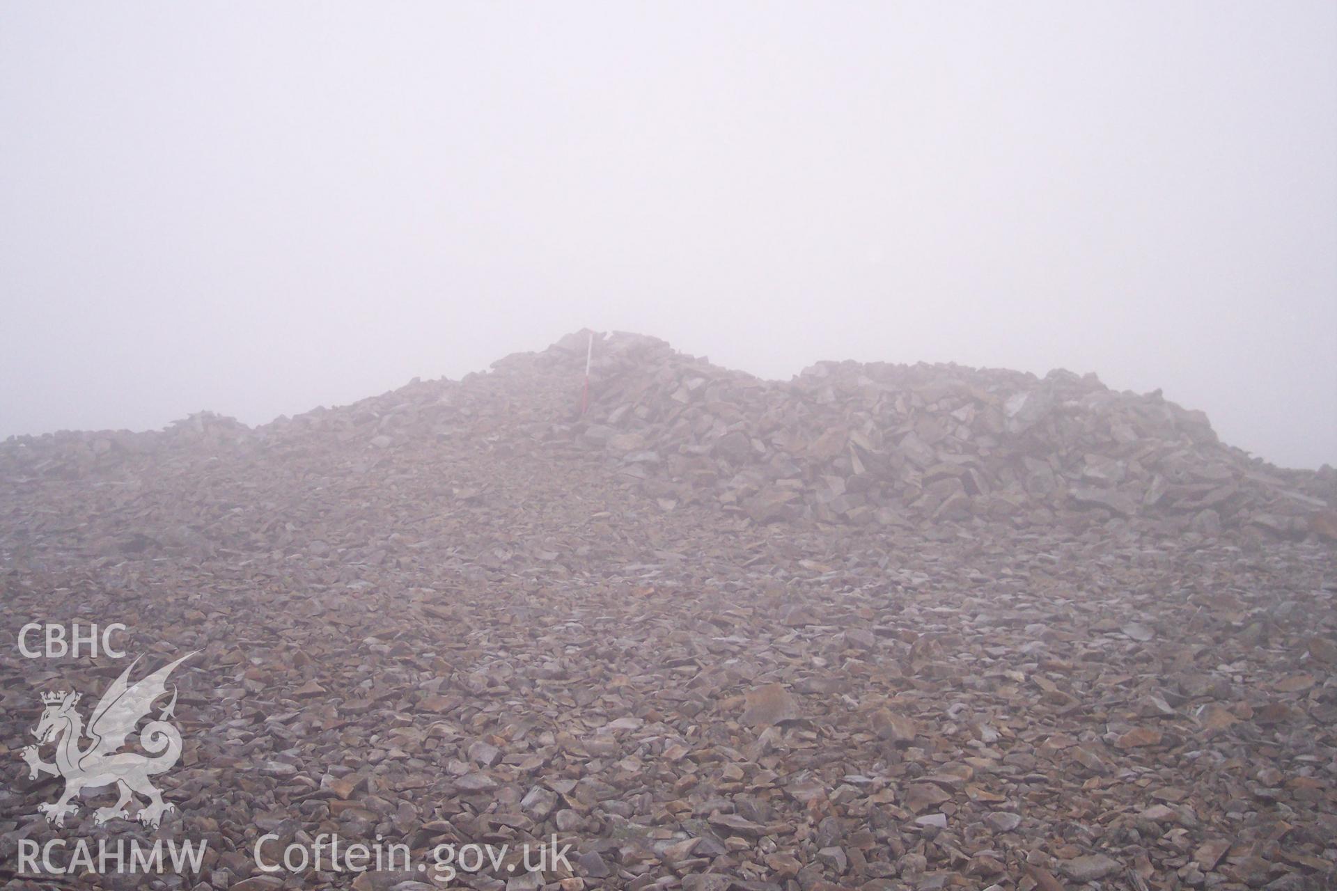 Photograph of Mynydd Mawr Cairn taken on 05/01/2006 by P.J. Schofield during an Upland Survey undertaken by Oxford Archaeology North.