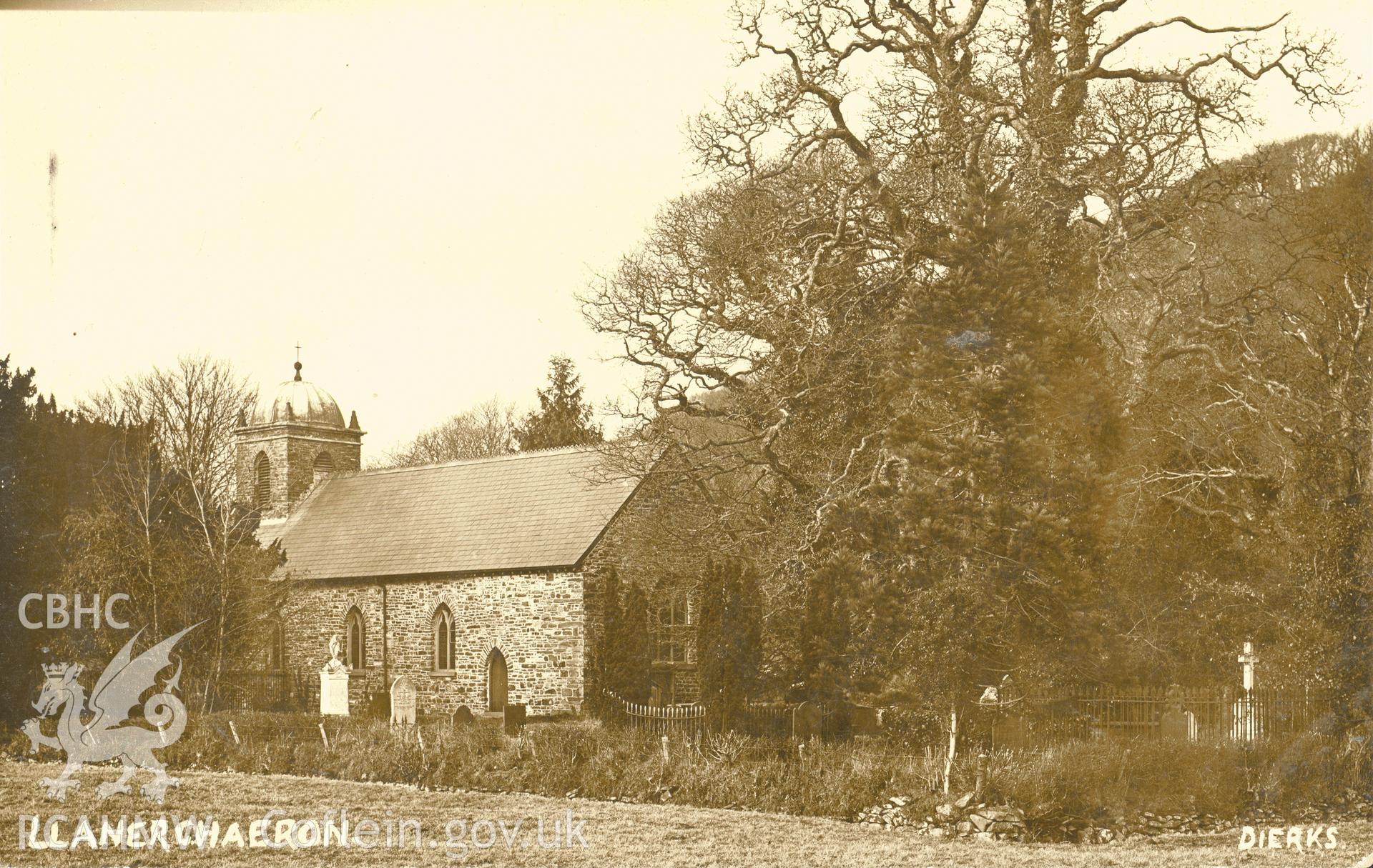 Digitised postcard image of St Non's, Llanerchaeron, C.H. Dierks, Aberayron. Produced by Parks and Gardens Data Services, from an original item in the Peter Davis Collection at Parks and Gardens UK. We hold only web-resolution images of this collection, suitable for viewing on screen and for research purposes only. We do not hold the original images, or publication quality scans.