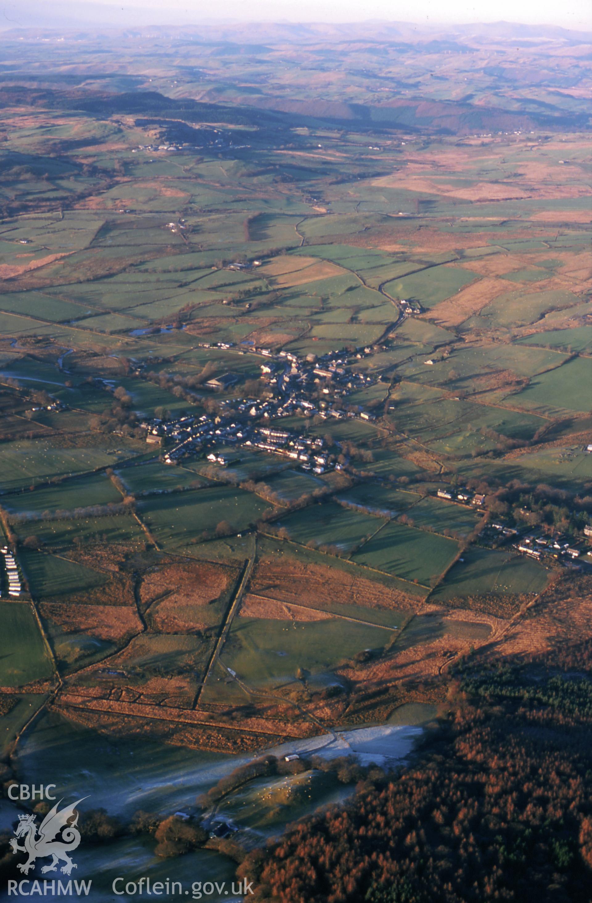 RCAHMW colour slide oblique aerial photograph of Pontrhydfendigaid, taken on 11/01/1999 by Toby Driver