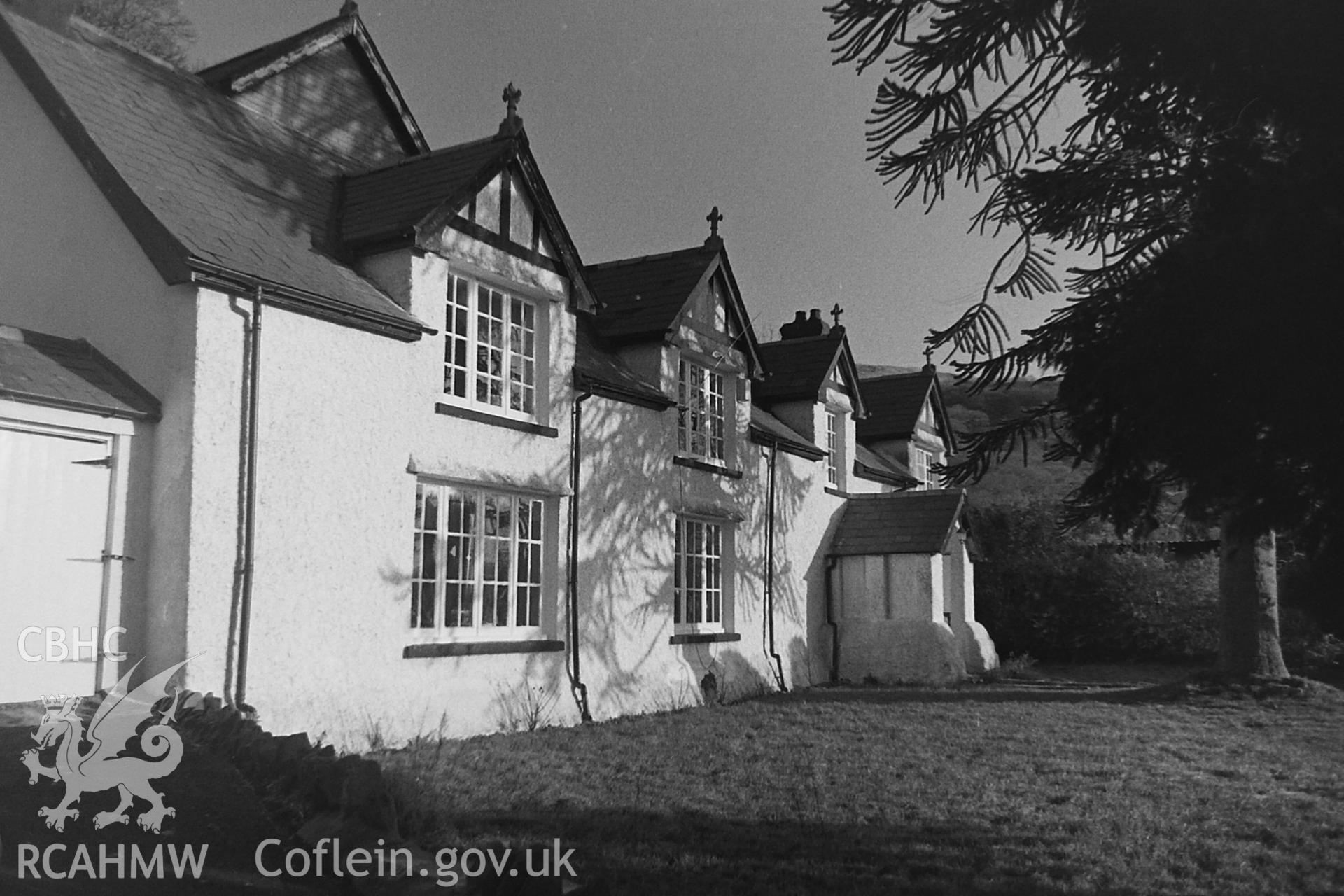 Black and white photo showing Bodringallt House, taken by Paul R. Davis, 1983.