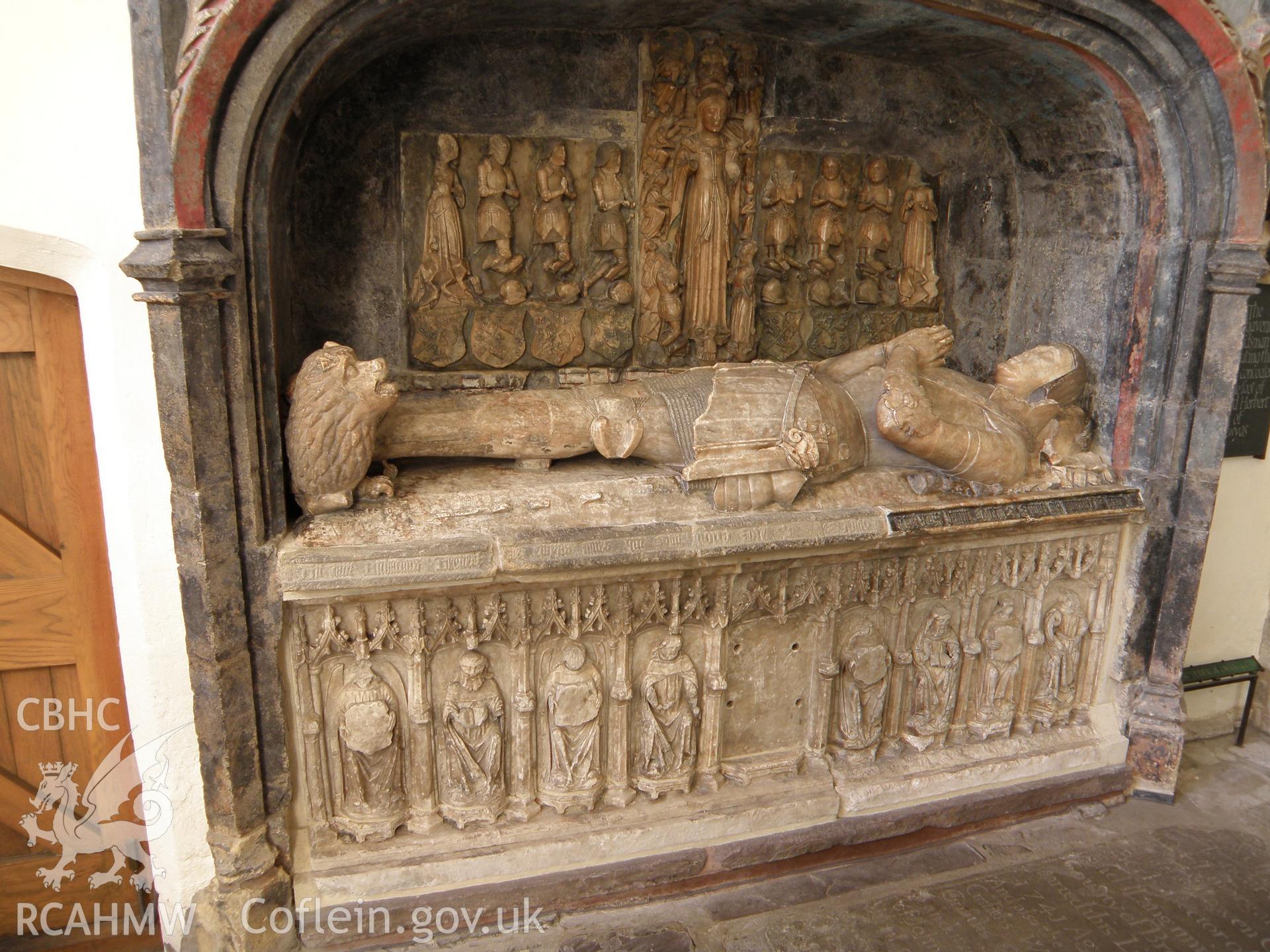 Colour photo of tombs in Abergavenny Church, taken by Paul R. Davis, 19th March 2011.