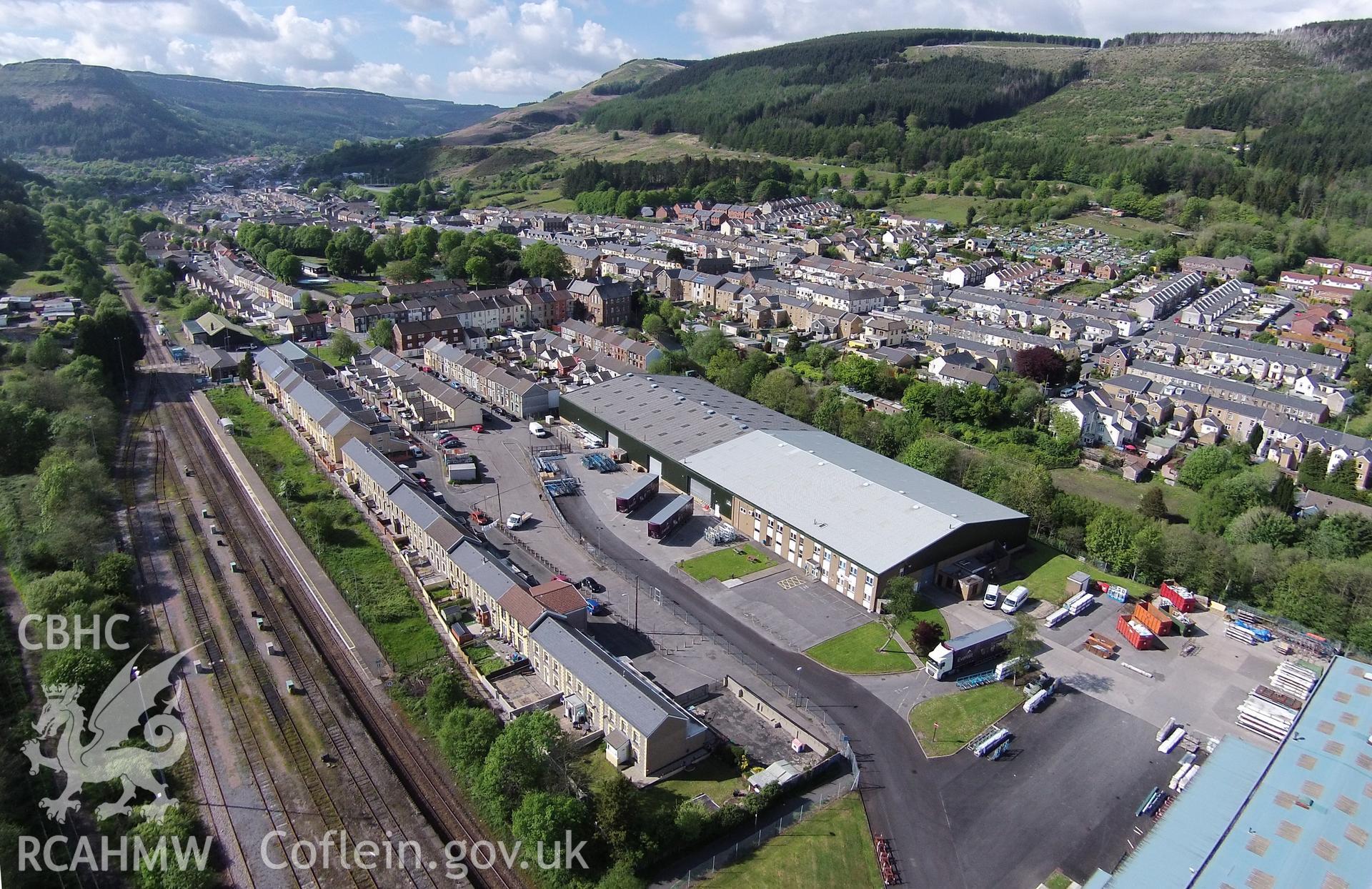 Colour aerial photo showing Treherbert, taken by Paul R. Davis,  23rd May 2015.