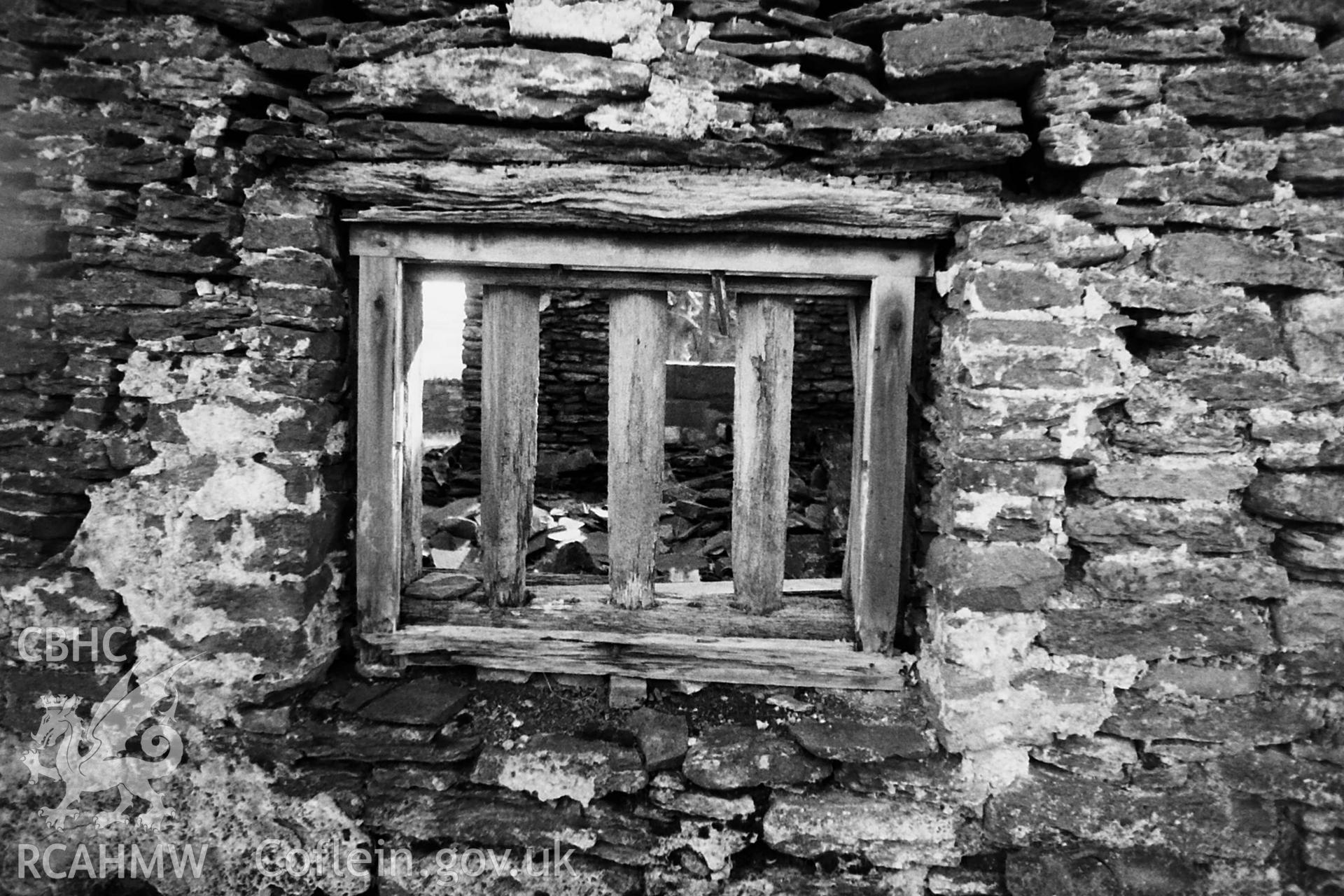 Black and white photo showing hall window at Fforest, taken by Paul R. Davis.