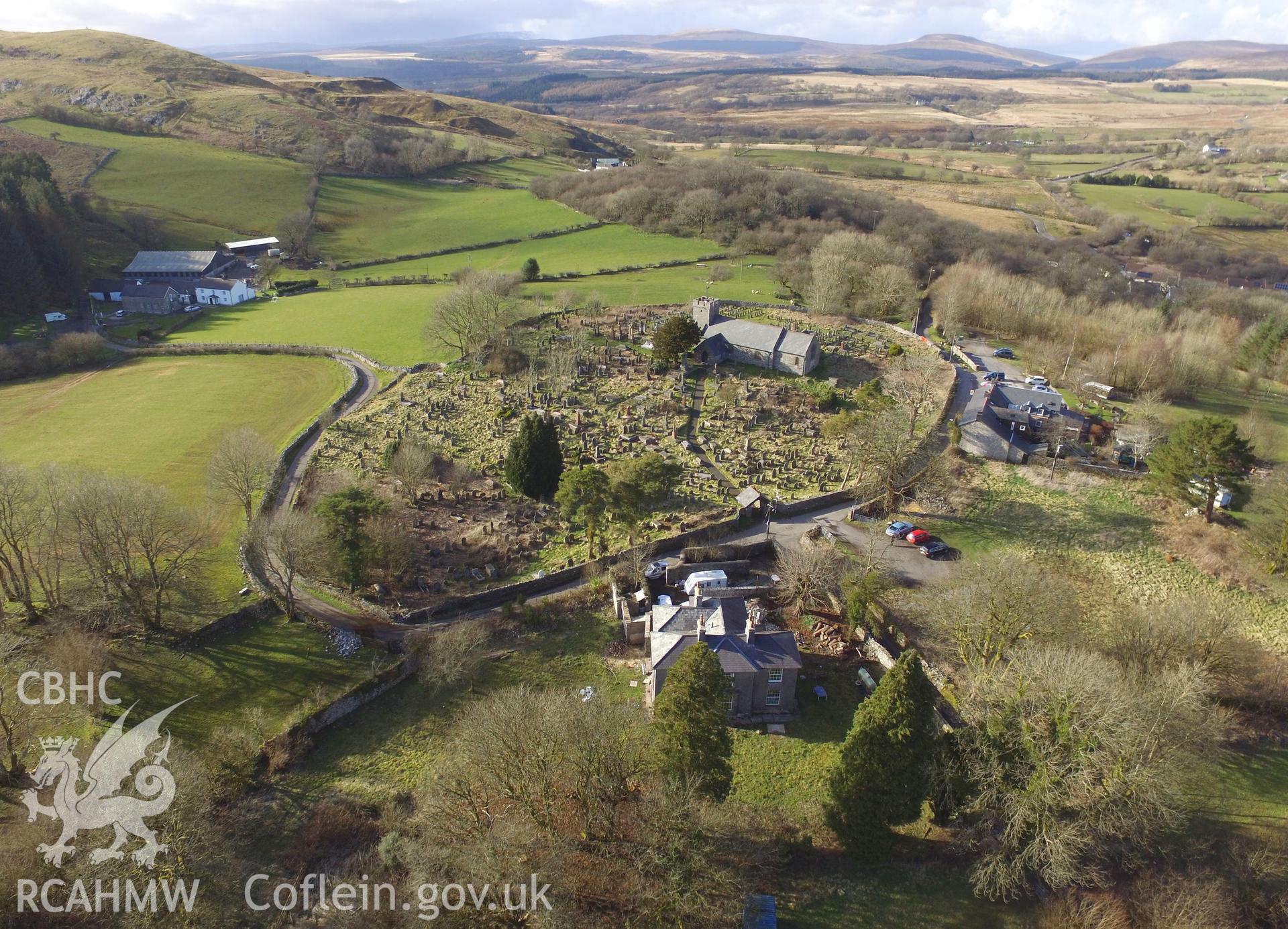 Colour aerial photo showing Penderyn, taken by Paul R. Davis,  28th March 2016.