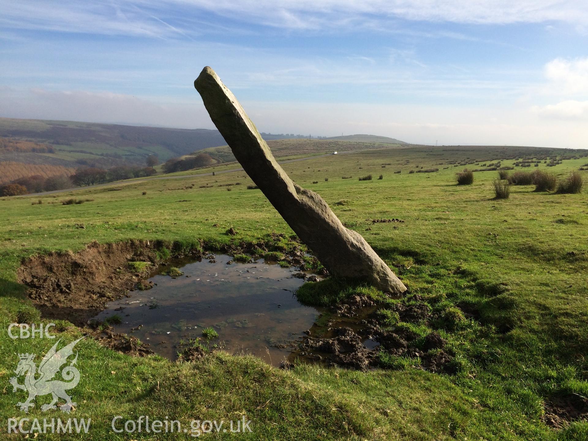 Colour photo of Cefn Gelli-Gaer Inscribed Stone, taken by Paul R. Davis and dated 31st October 2015.