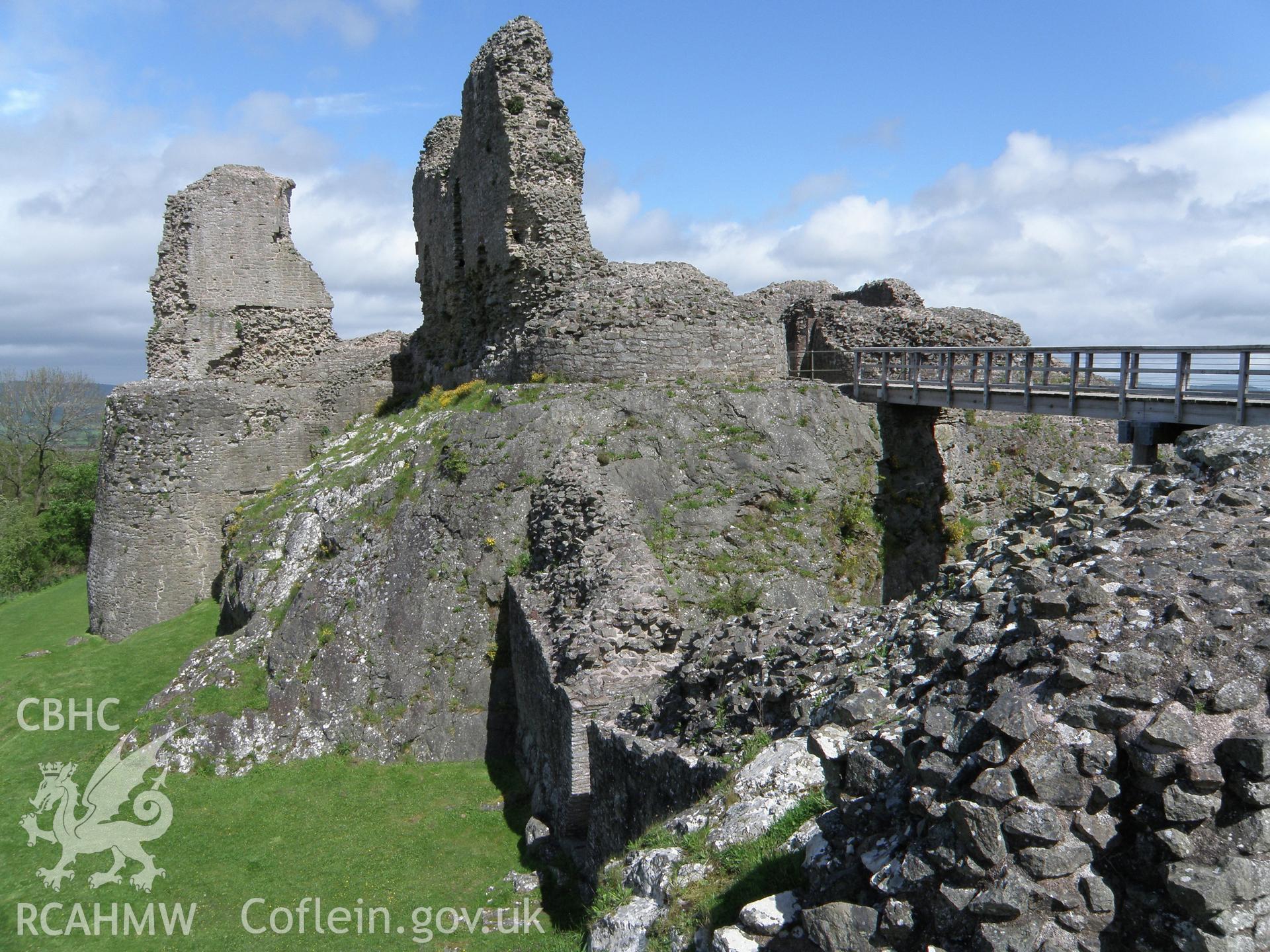Colour photo showing Montgomery Castle, produced by Paul R. Davis,  10th May 2014.