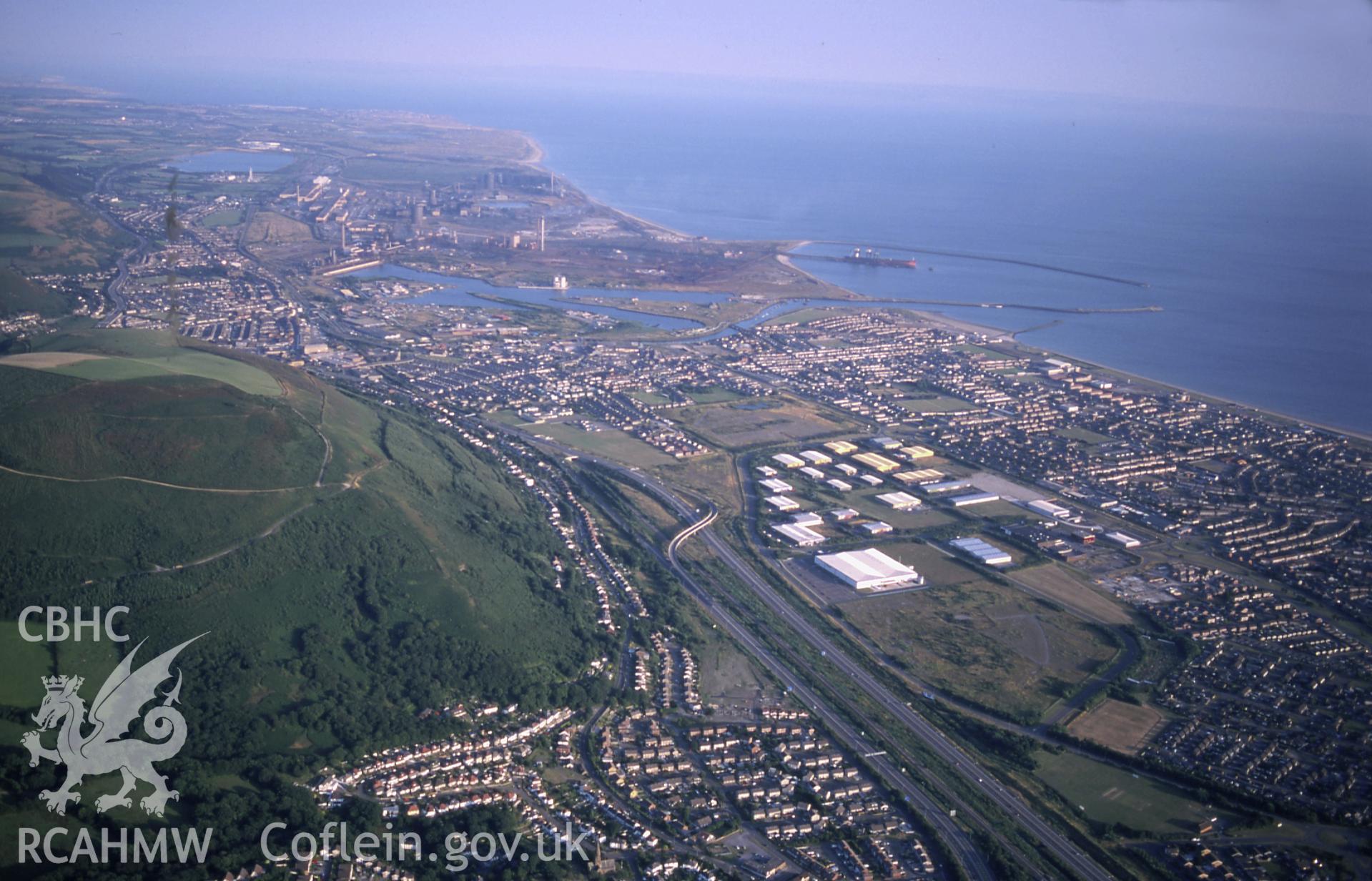 Slide of RCAHMW colour oblique aerial photograph of Port Talbot Docks, taken by T.G. Driver, 26/7/1999.