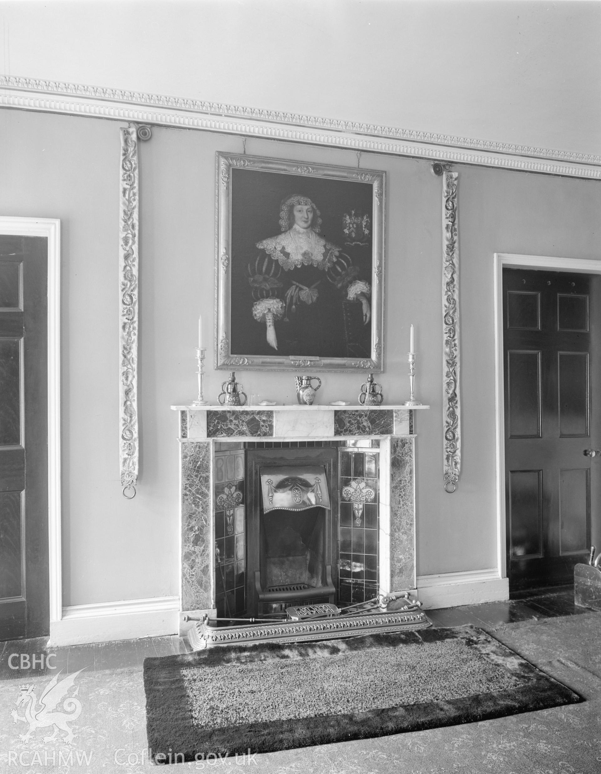 View of fireplace