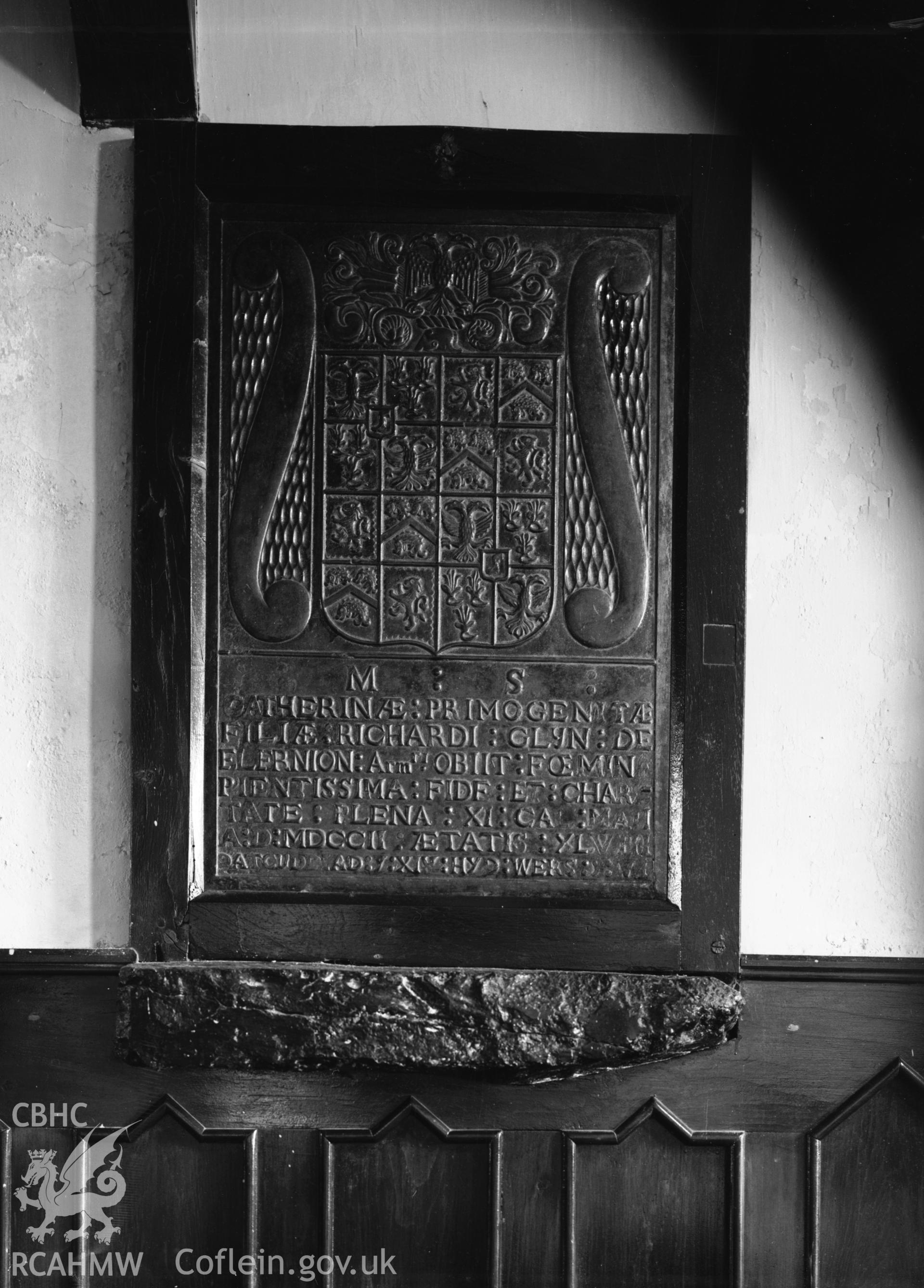 Interior view showing the slate memorial.