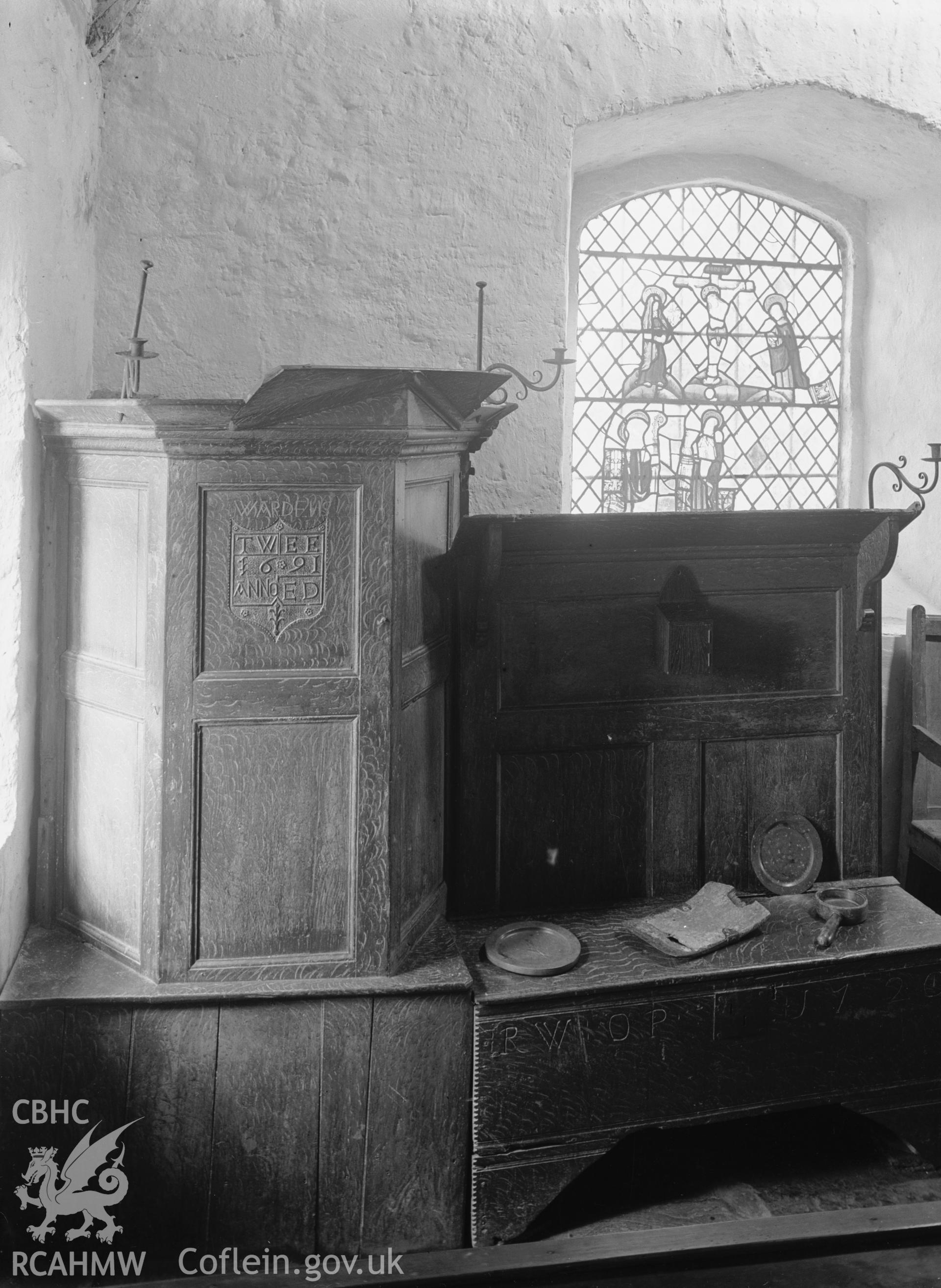 Interior view showing pulpit.